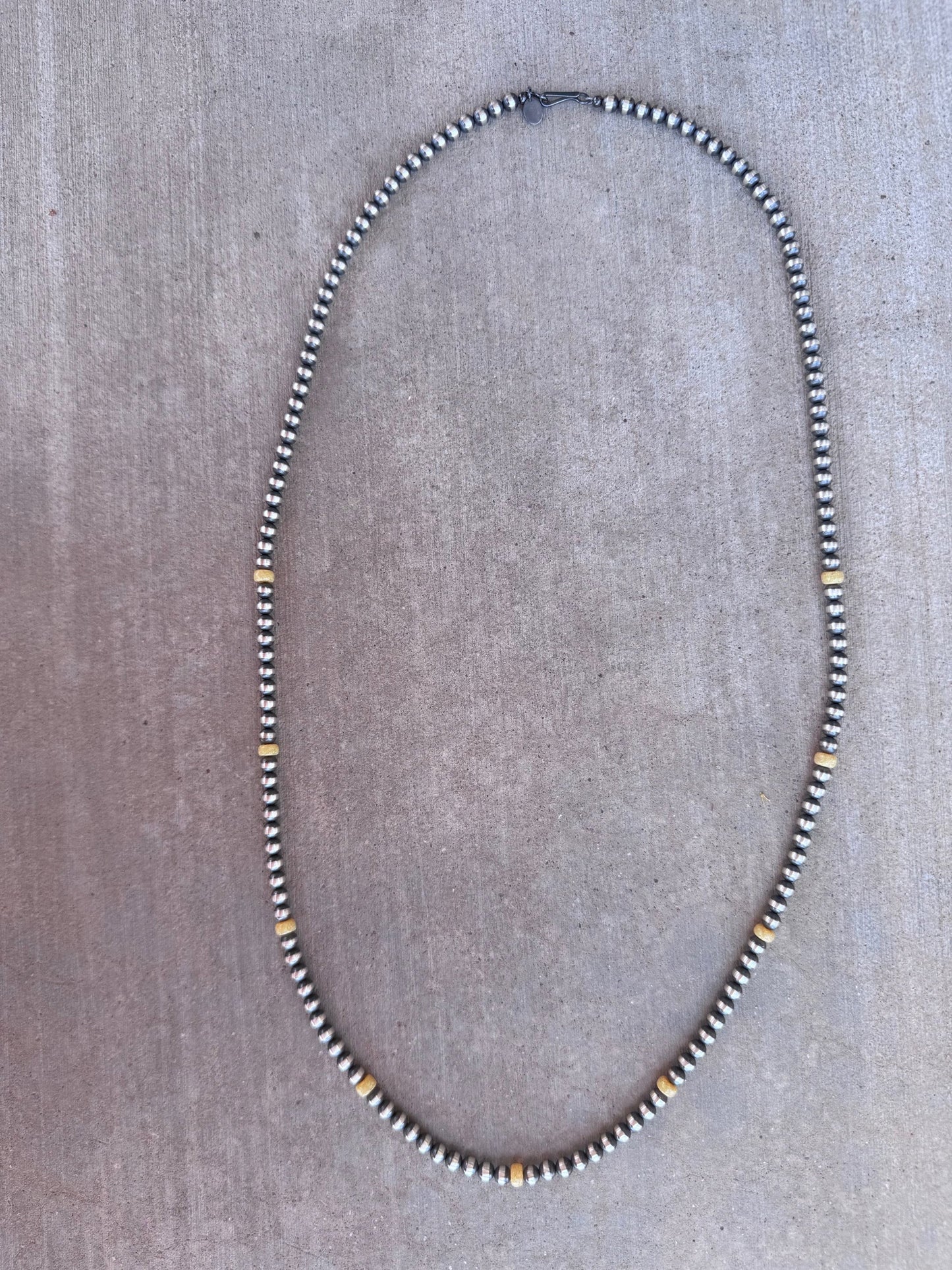 Handcrafted Sterling Silver & Yellow Fire Opal 5mm Beaded Necklace 30"