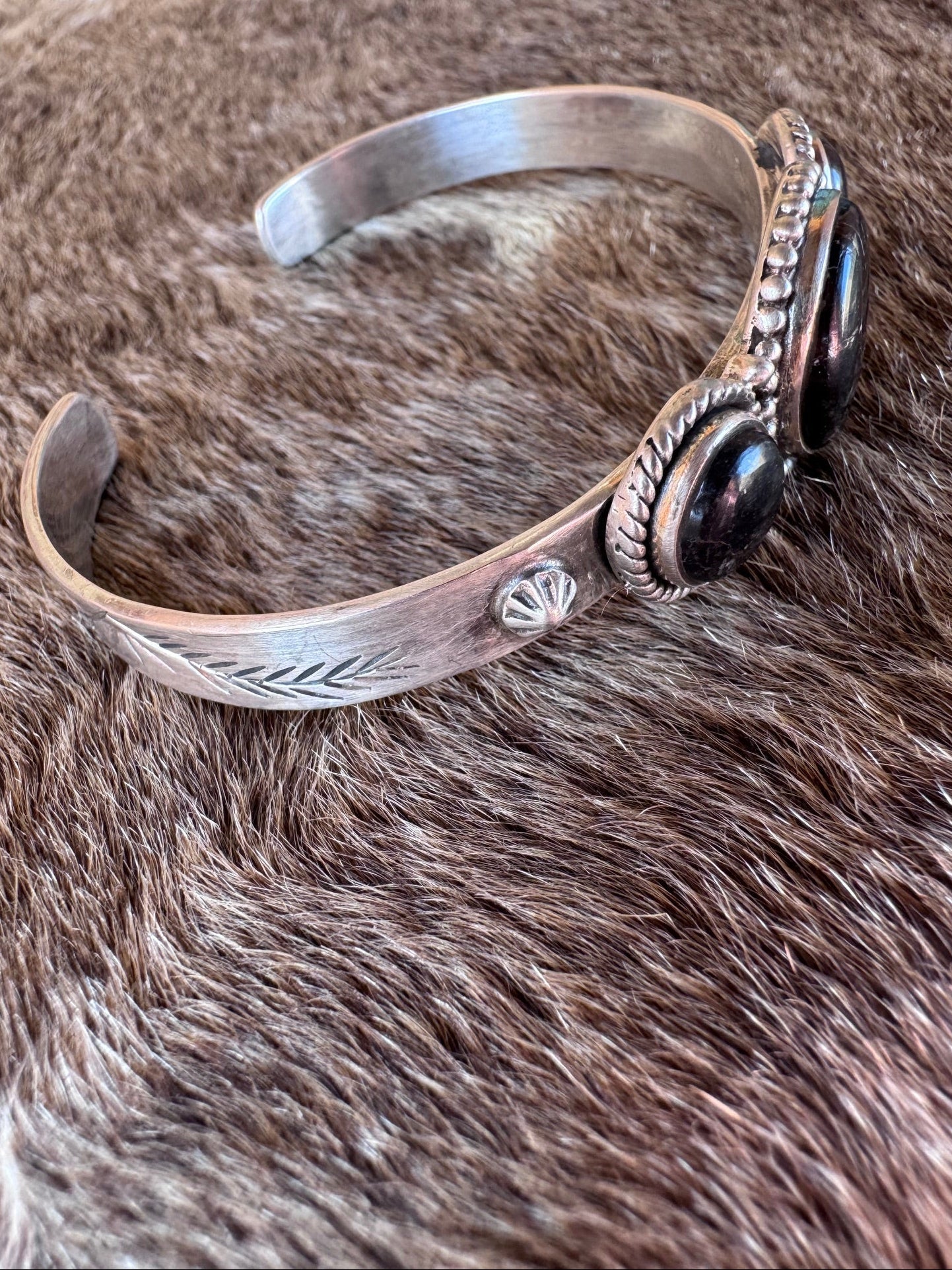 Handmade Sterling Silver Blackjack Turquoise Bracelet "Signed Nizhoni"