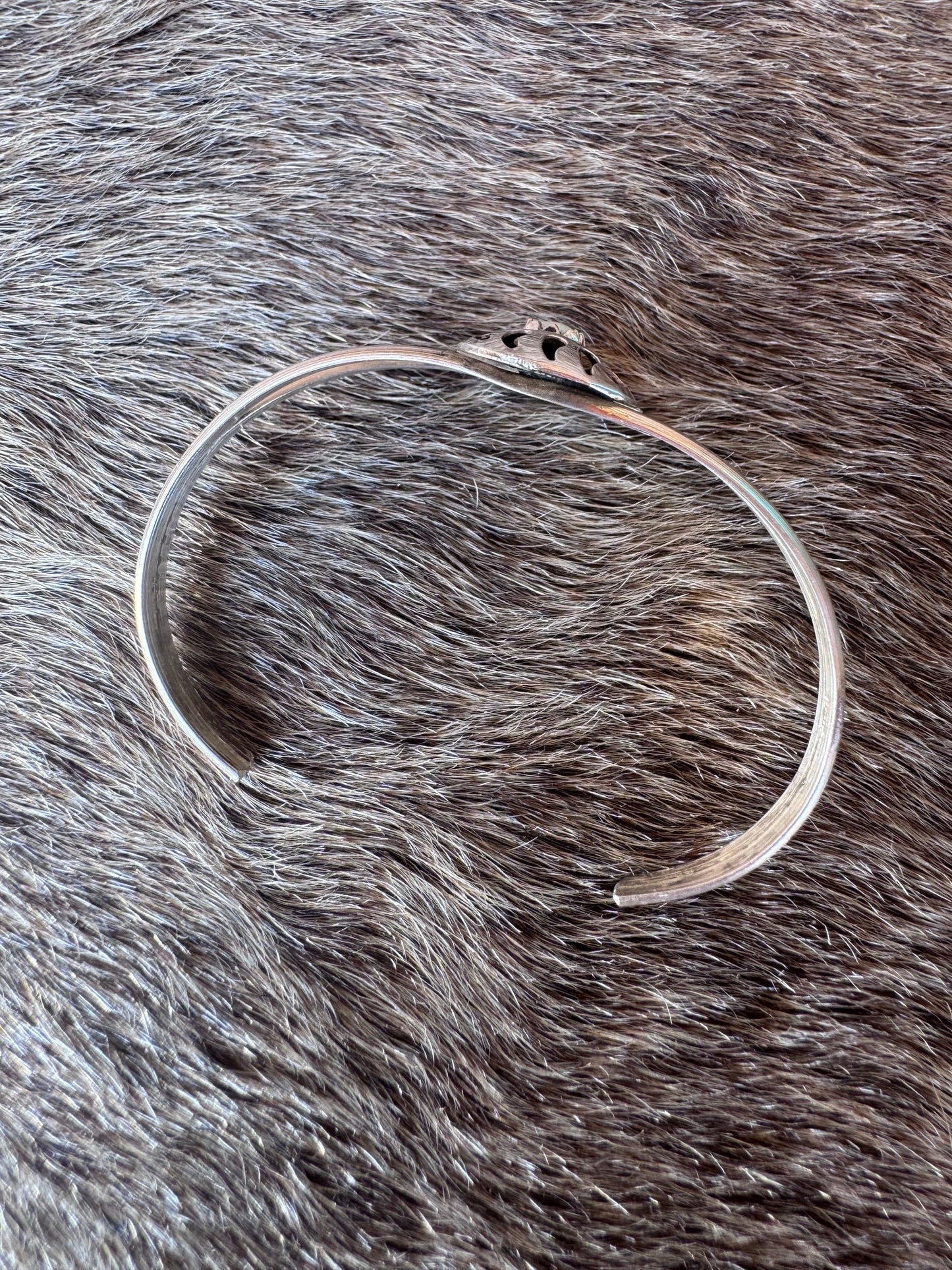 Handcrafted Sterling Silver And White Fire Opal Baby Bear Paw Cuff Bracelet