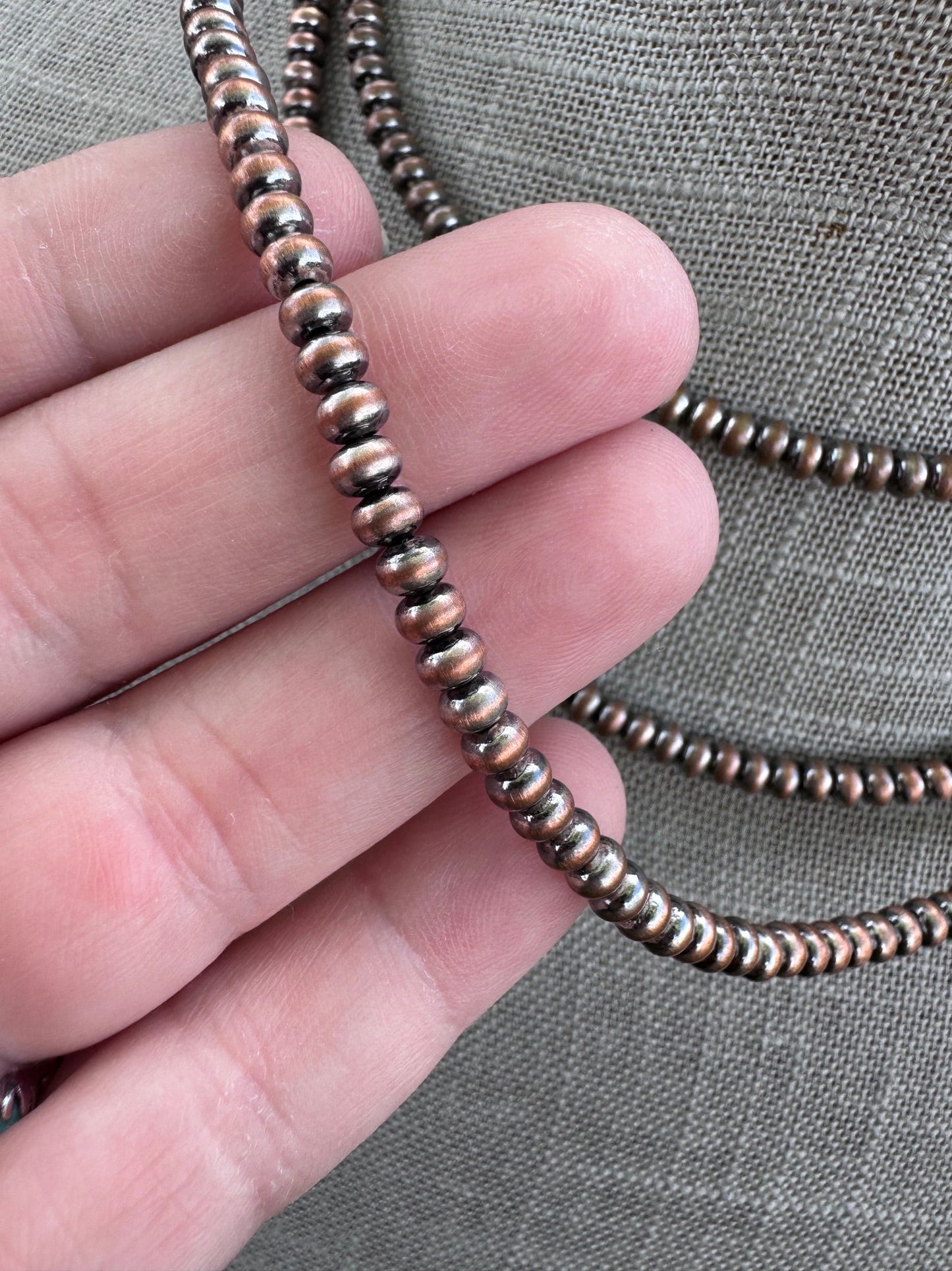 Handcrafted Copper 4mm Saucer Beaded Necklace