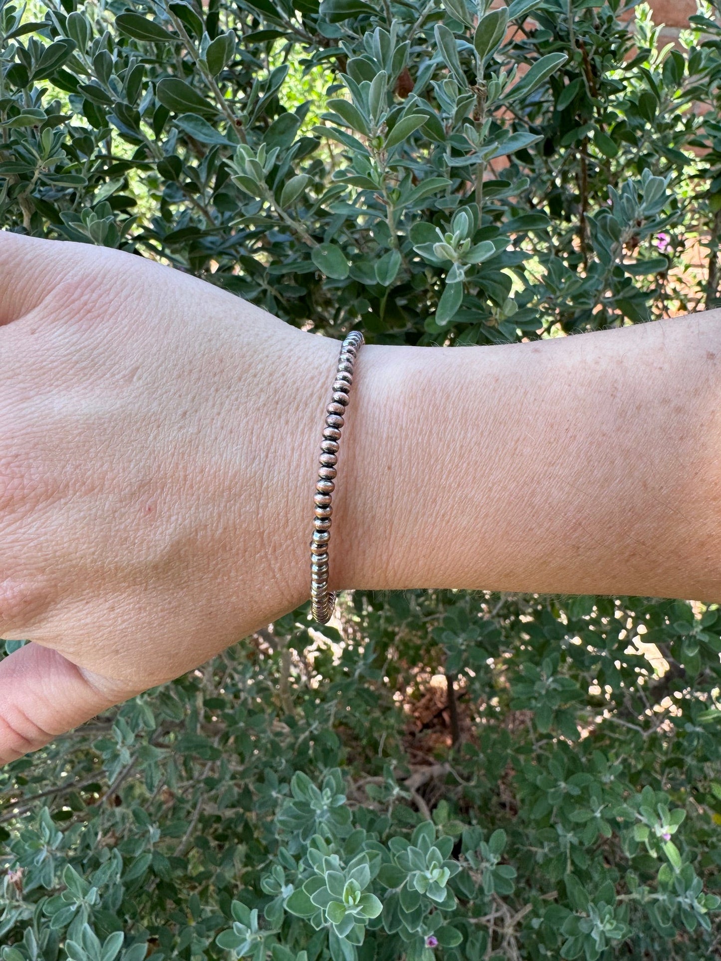 Handcrafted Copper 3mm Saucer Beaded Bracelet 7.5"