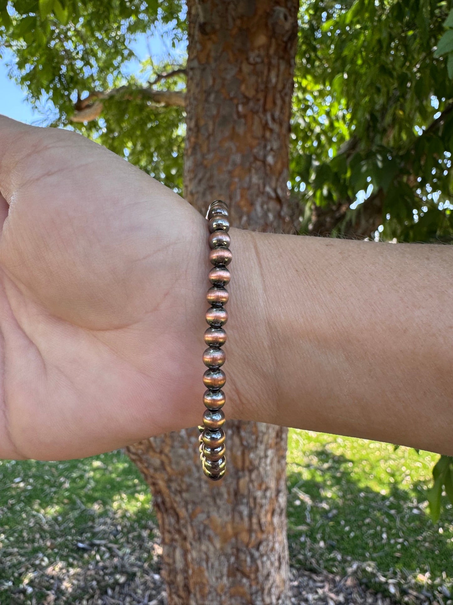 Handcrafted Copper 5mm Beaded Stretch Bracelet