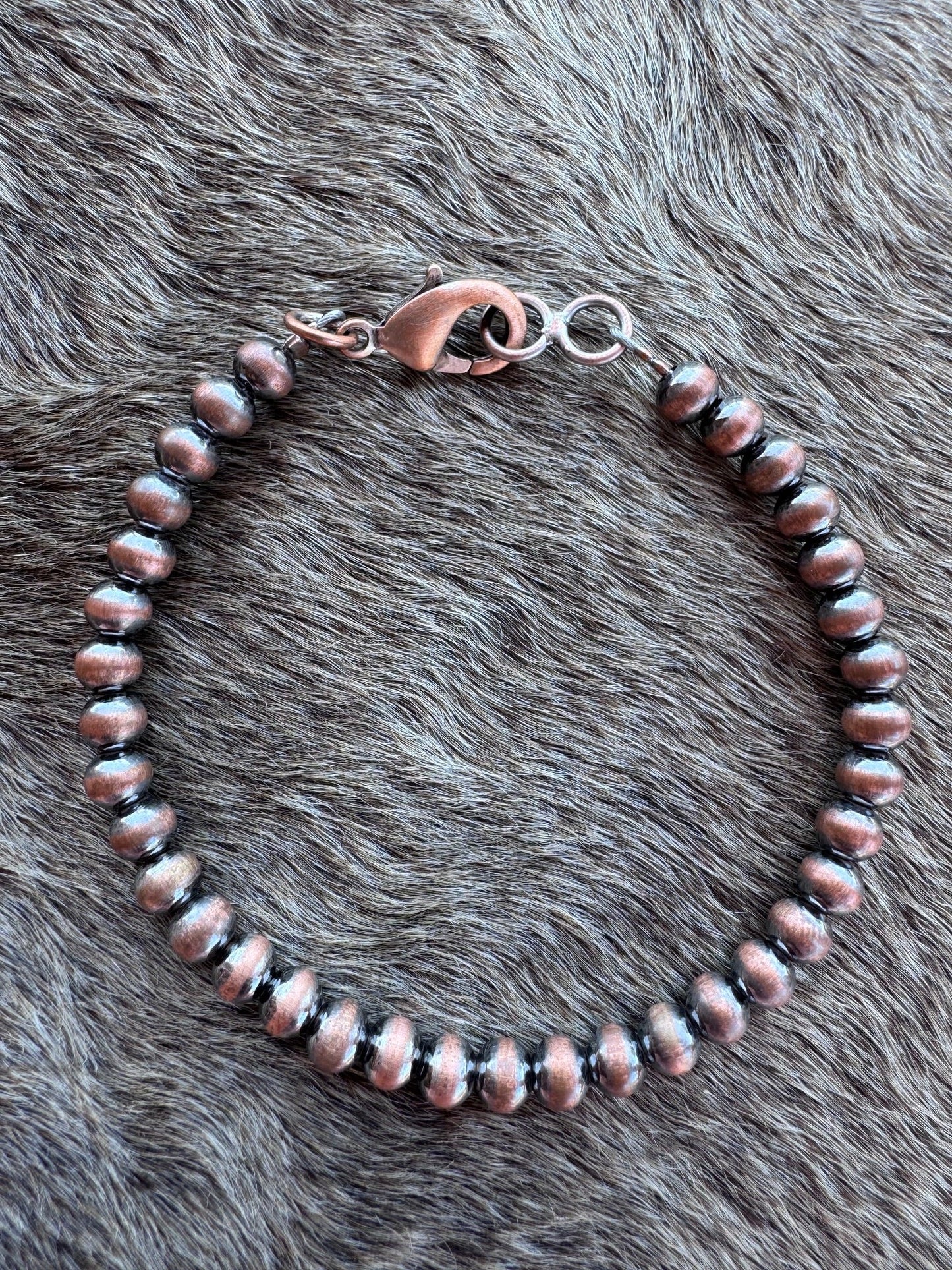 Handcrafted Copper 5mm Beaded Bracelet 7.5"