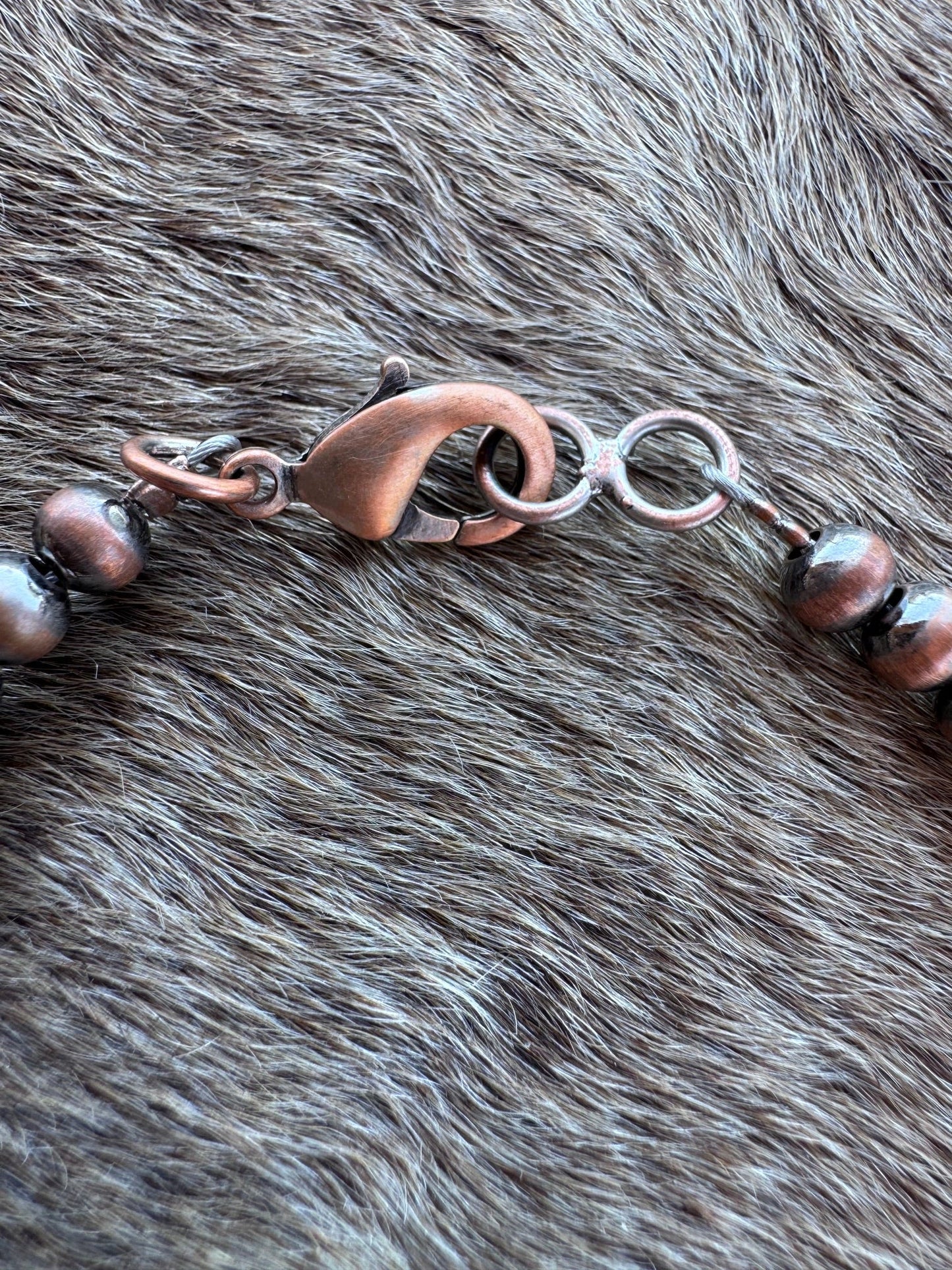 Handcrafted Copper 5mm Beaded Bracelet 7.5"