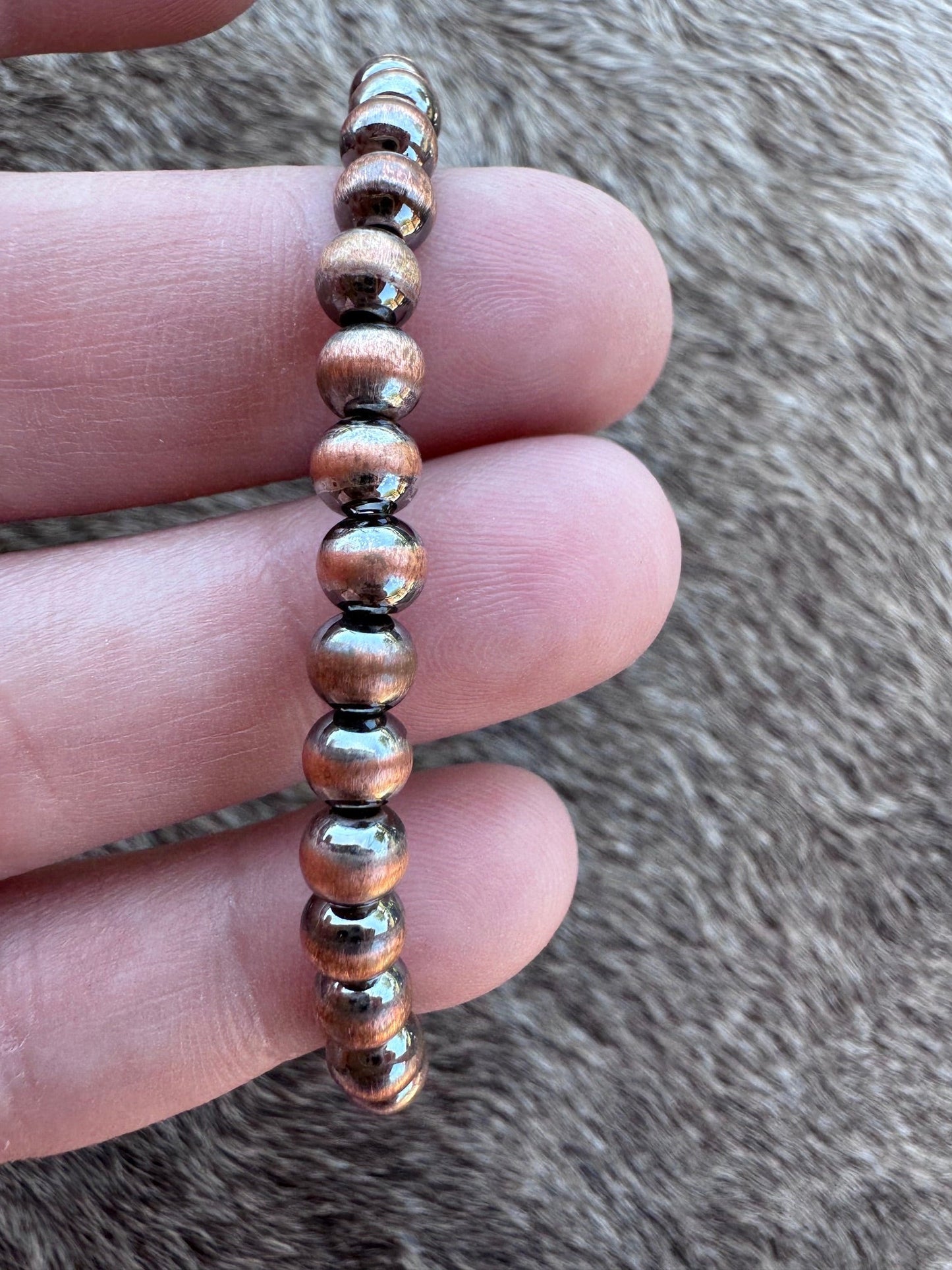Handcrafted Copper 5mm Beaded Bracelet 7.5"