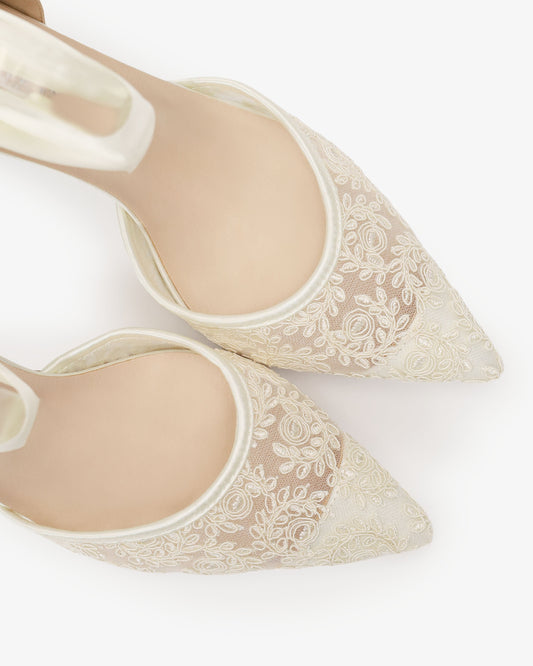 Lace Heels with Ankle Tie For Brides