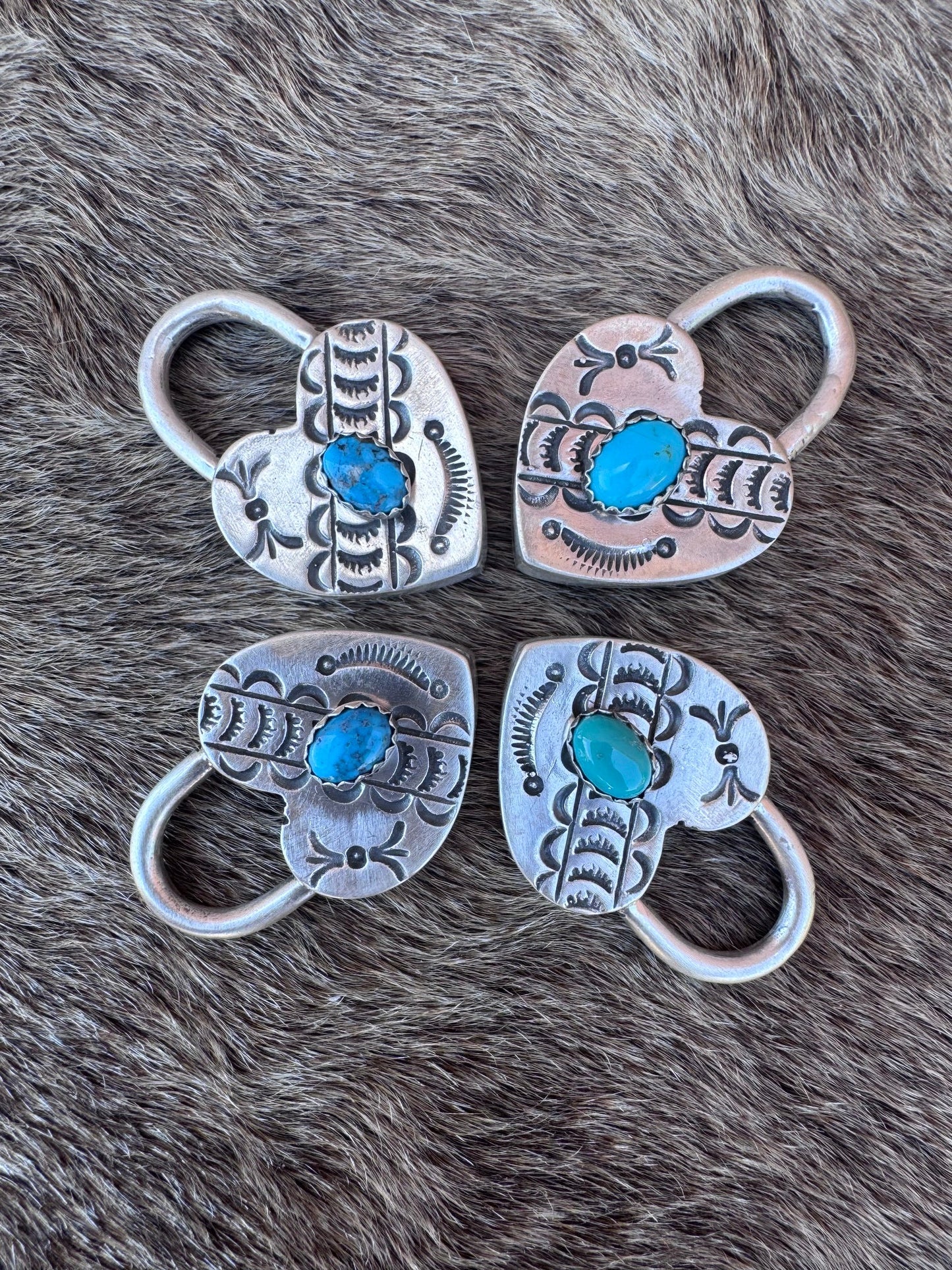 Handcrafted Kingman Turquoise & Sterling Silver Heart Locket Pendant by P. Yazzie