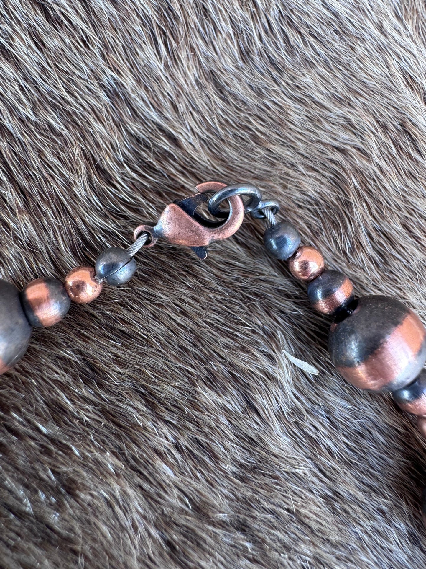 Handcrafted Copper 3-8mm Beaded  Bracelet 7.5"