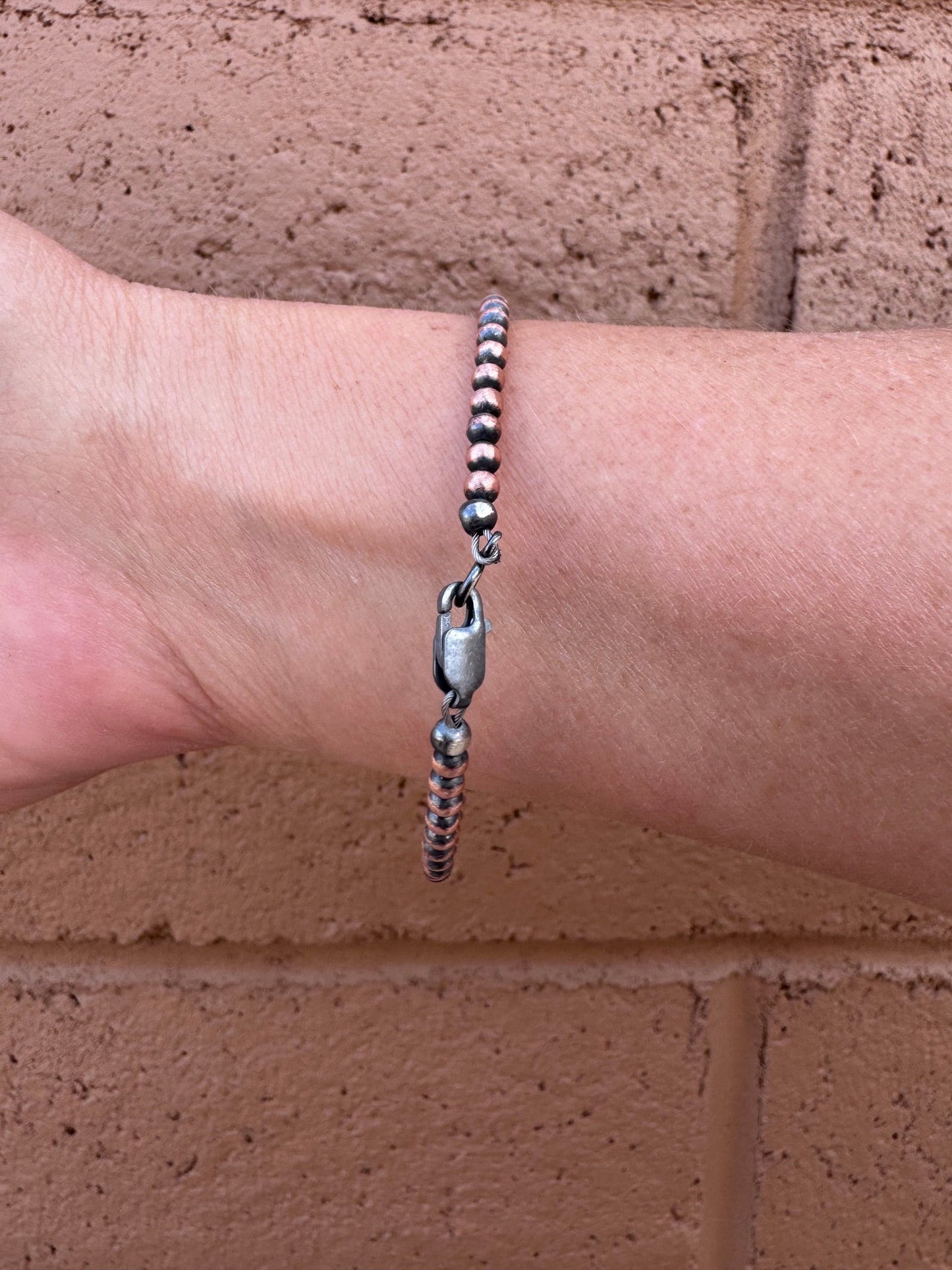 Handcrafted Copper 3mm Beaded Bracelet 7.5"