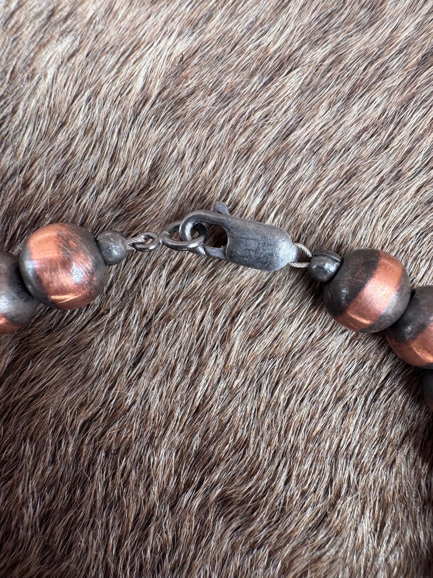 Handcrafted Copper 8mm Beaded Bracelet 7"