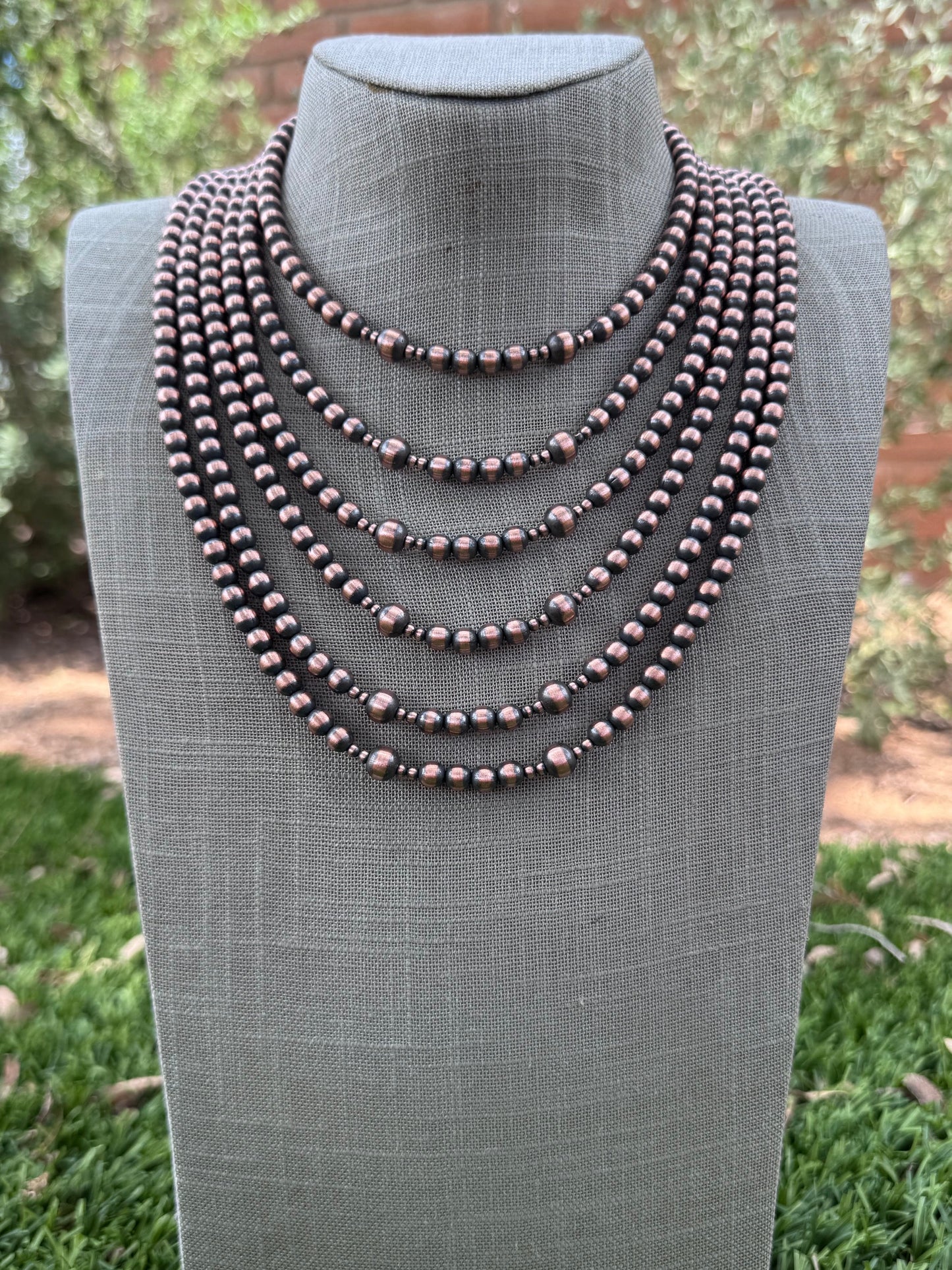 Handcrafted Copper 3-8mm Beaded Necklace