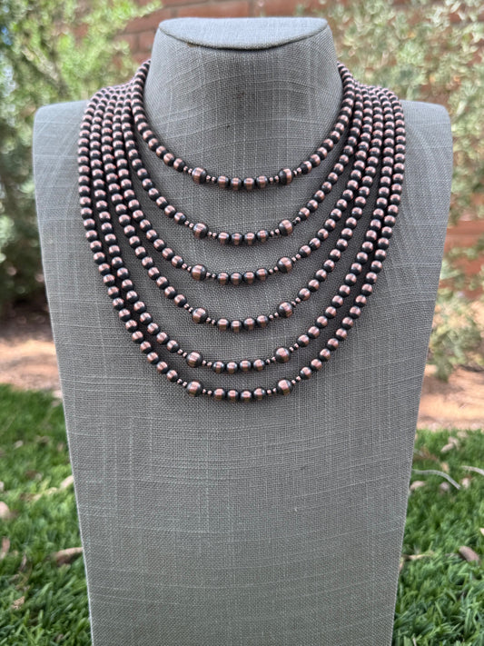 Handcrafted Copper 3-8mm Beaded Necklace