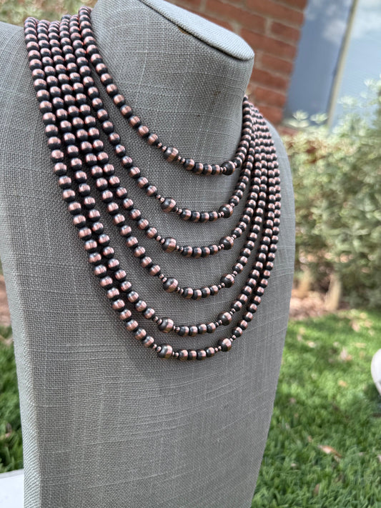 Handcrafted Copper 3-8mm Beaded Necklace