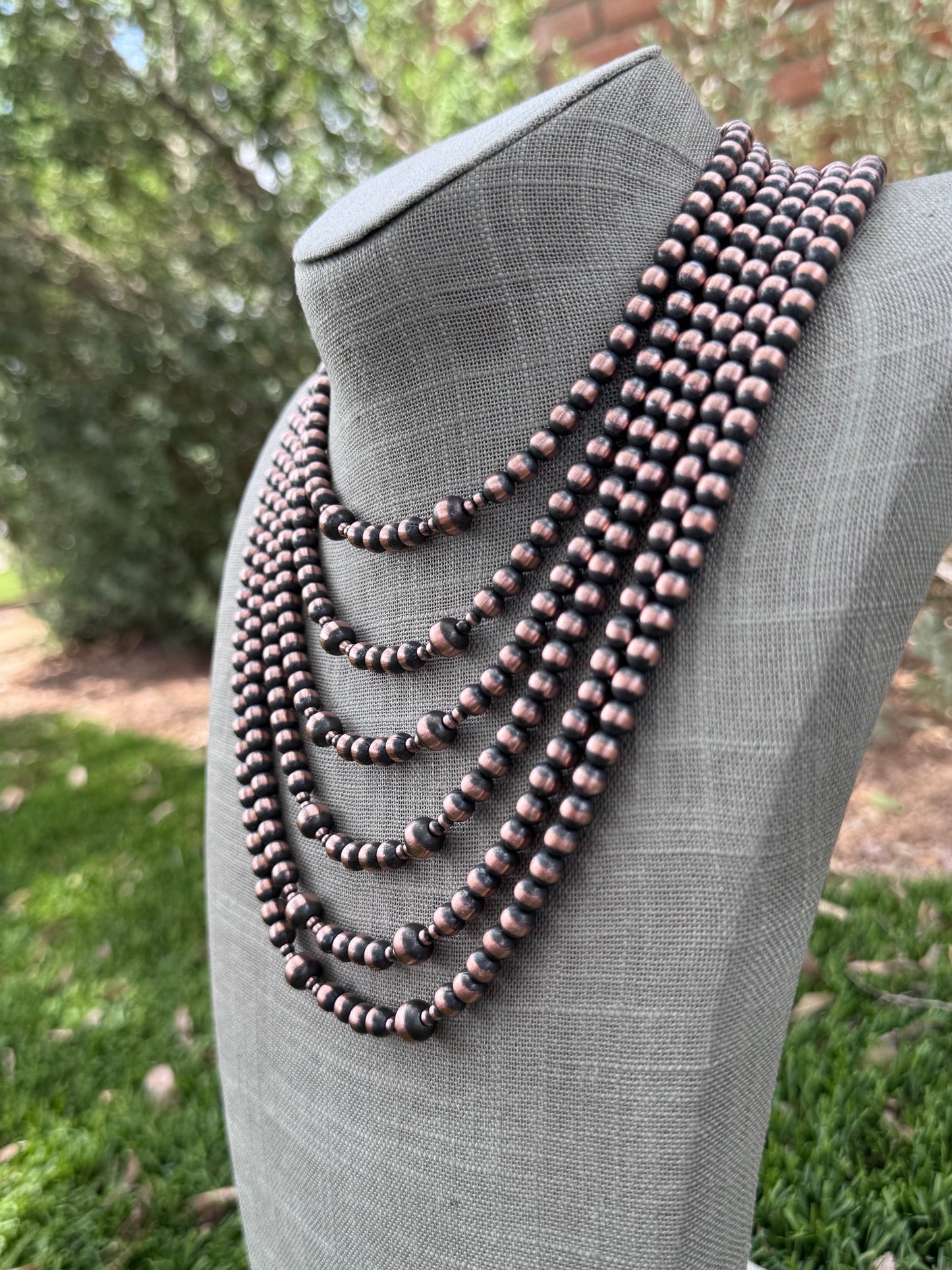 Handcrafted Copper 3-8mm Beaded Necklace