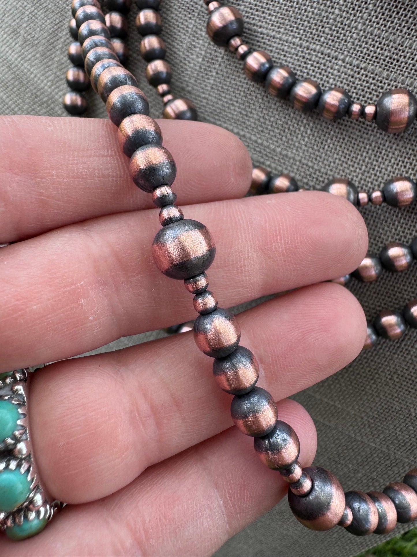 Handcrafted Copper 3-8mm Beaded Necklace