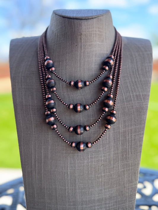 Handcrafted Copper 3-12mm Beaded Necklace