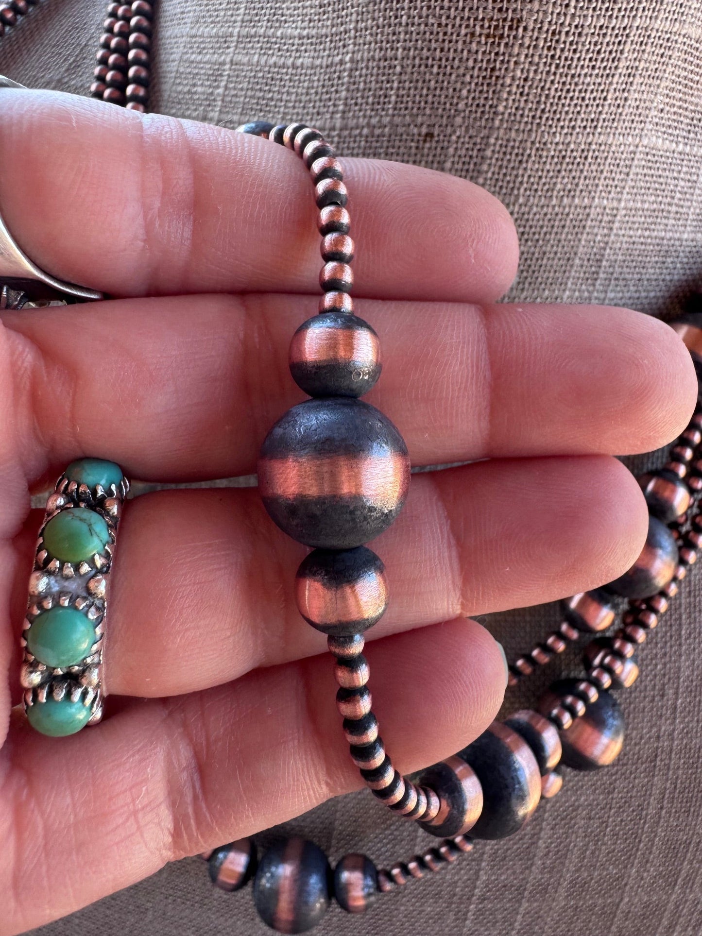 Handcrafted Copper 3-12mm Beaded Necklace