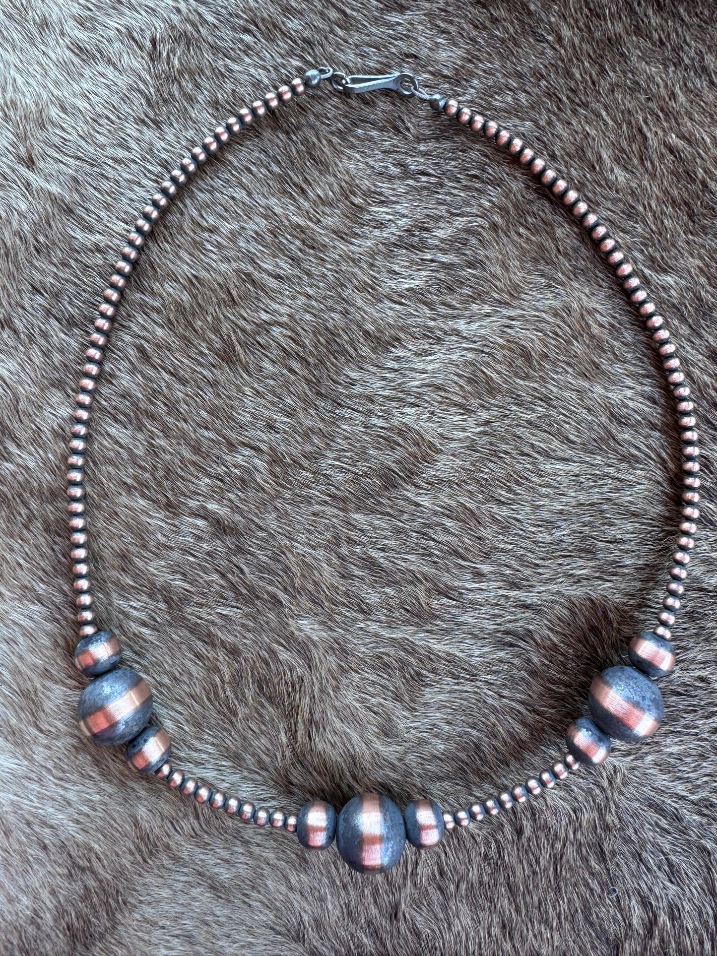 Handcrafted Copper 3-12mm Beaded Necklace