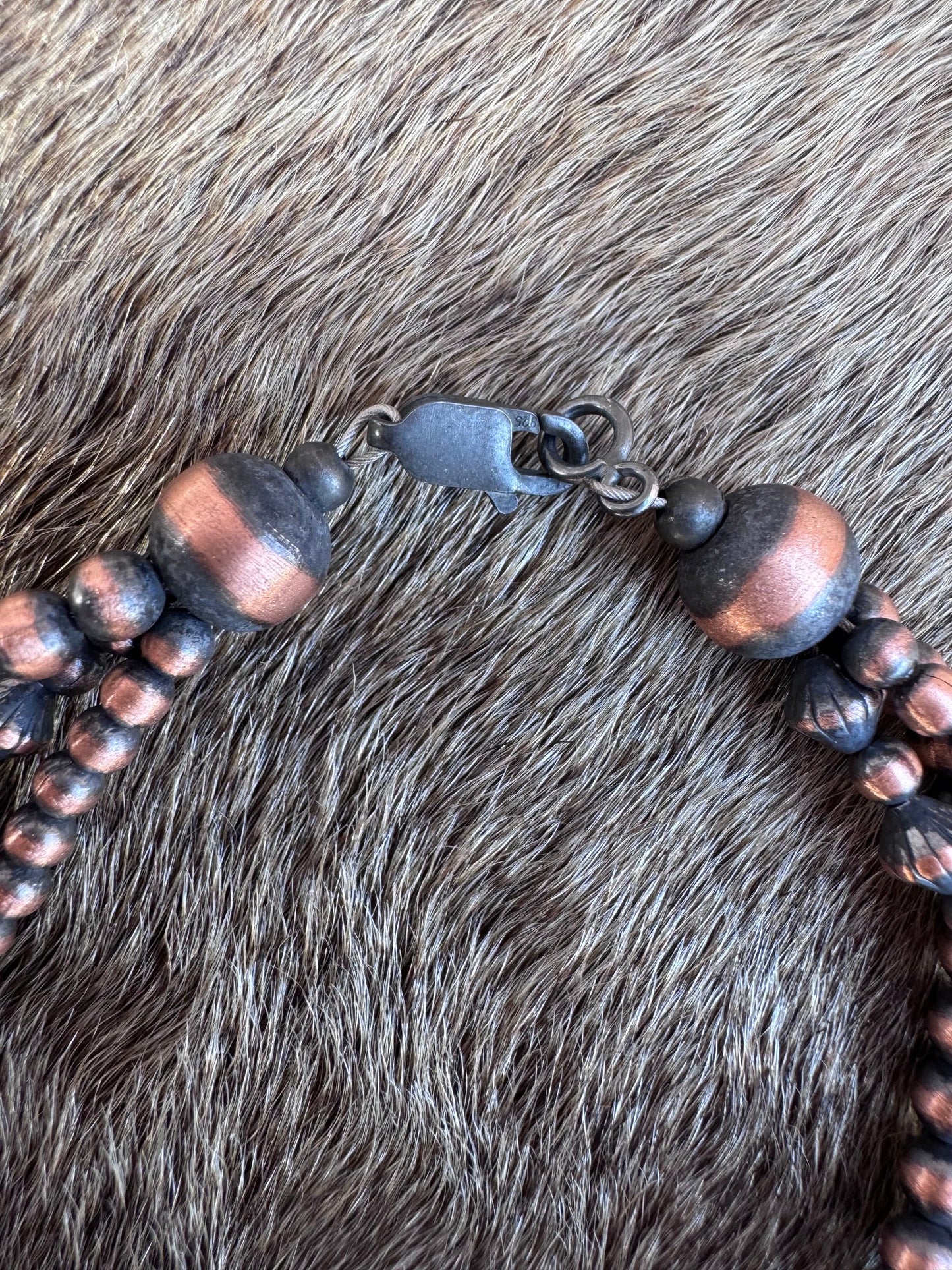 Handcrafted Copper Triple Strand 3-4mm Beaded Bracelet 7.5"