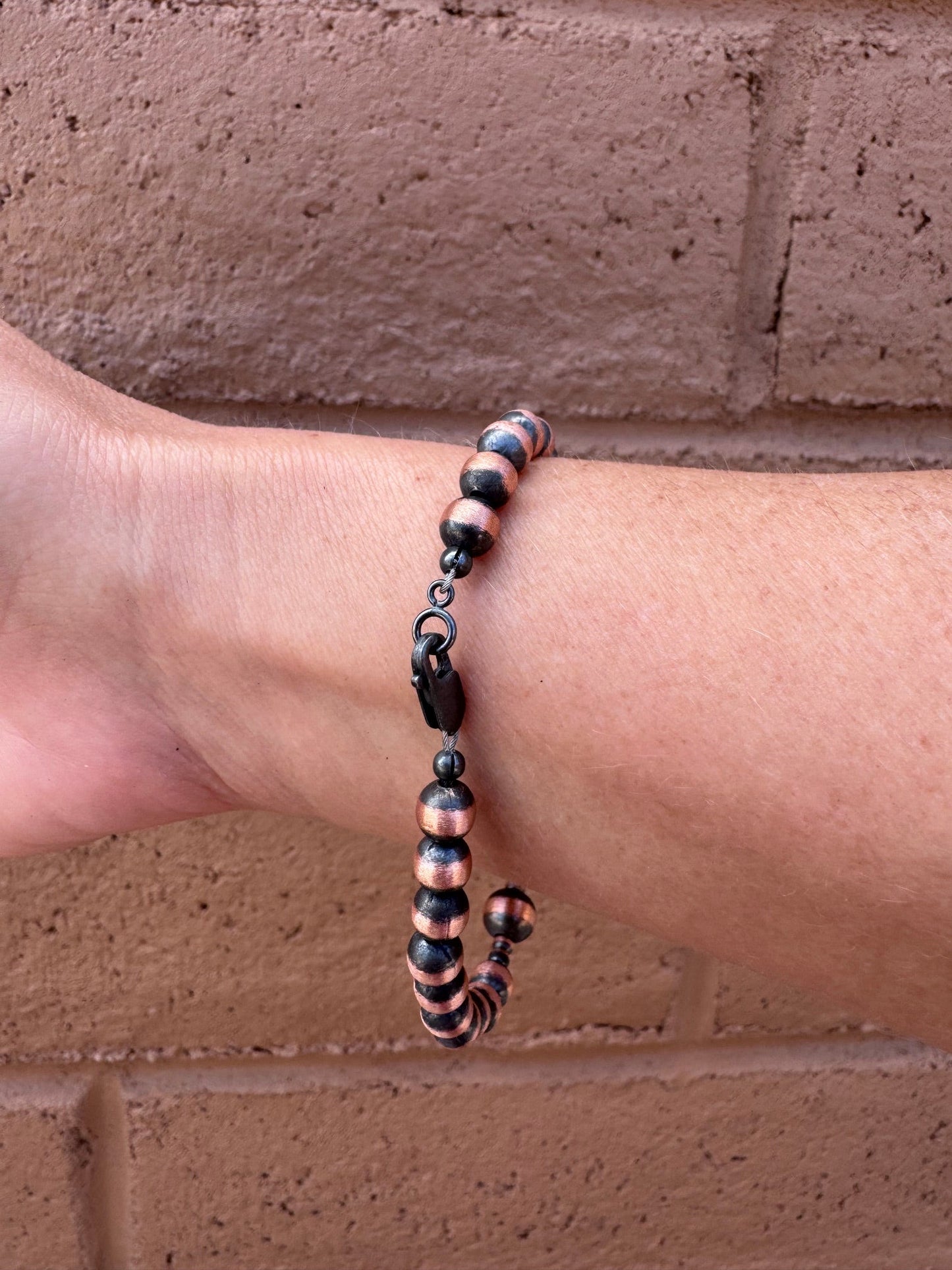 Handcrafted Copper 3-8mm Beaded Bracelet 8"
