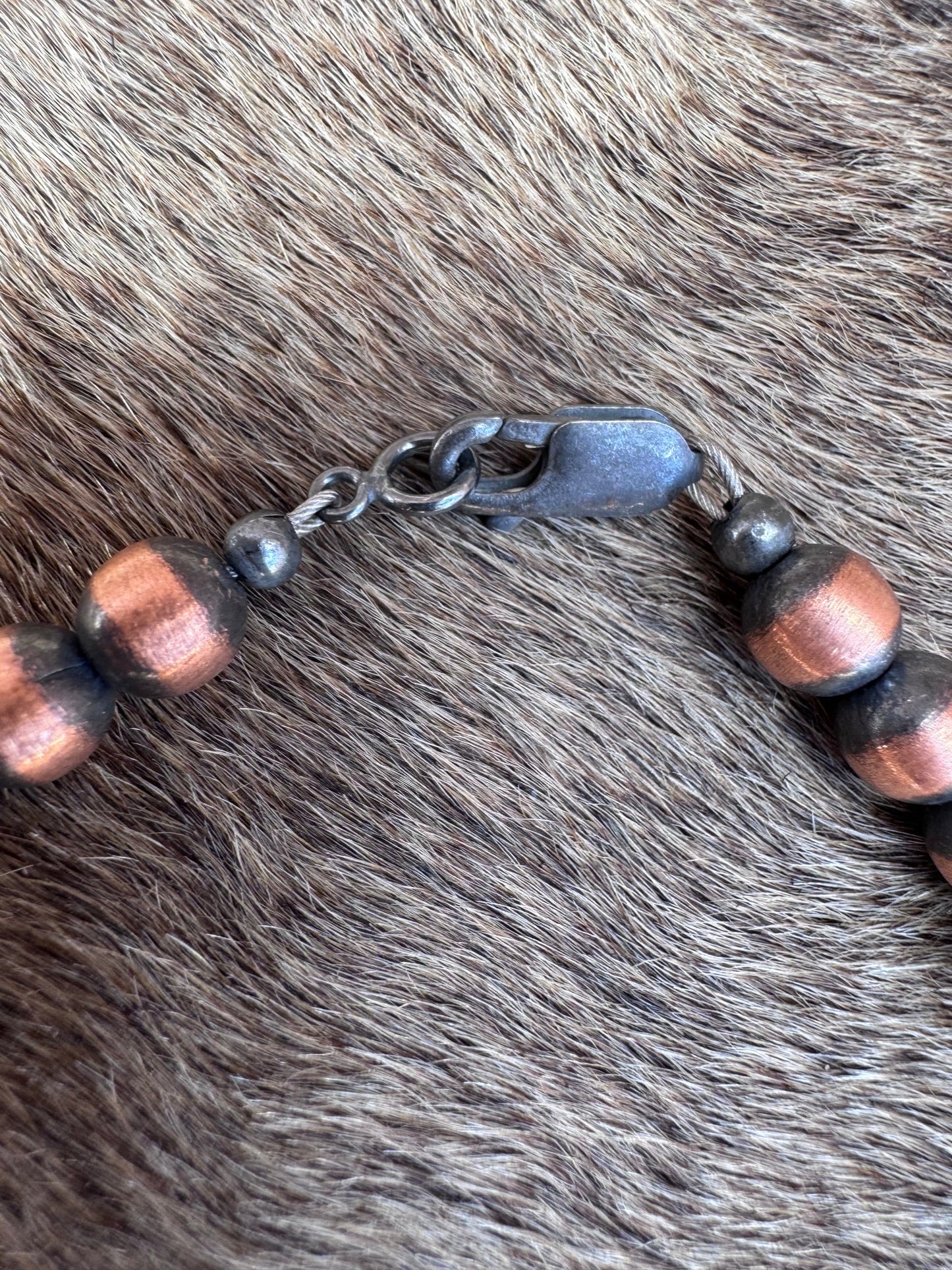 Handcrafted Copper 3-8mm Beaded Bracelet 8"