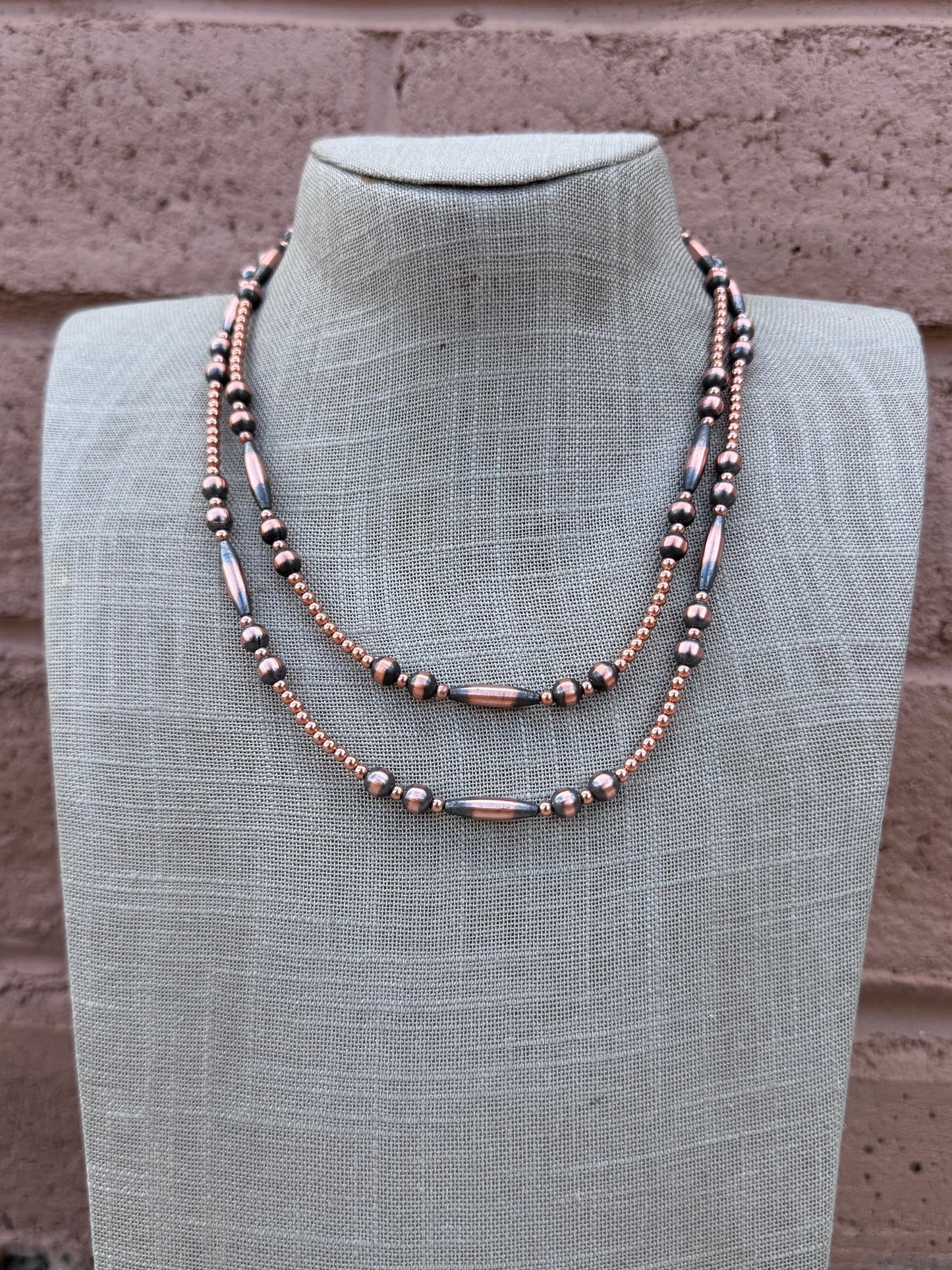 Handcrafted Copper Seed Bead Collection 3-6mm Beaded Necklace