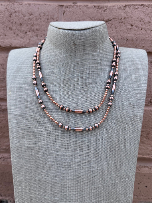 Handcrafted Copper Seed Bead Collection 3-6mm Beaded Necklace