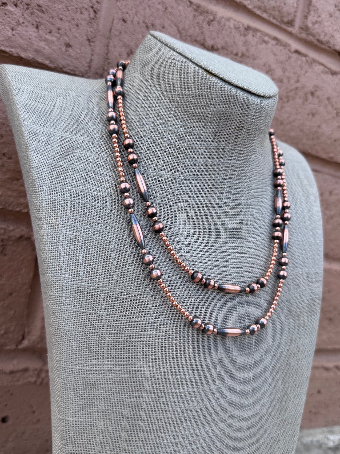 Handcrafted Copper Seed Bead Collection 3-6mm Beaded Necklace