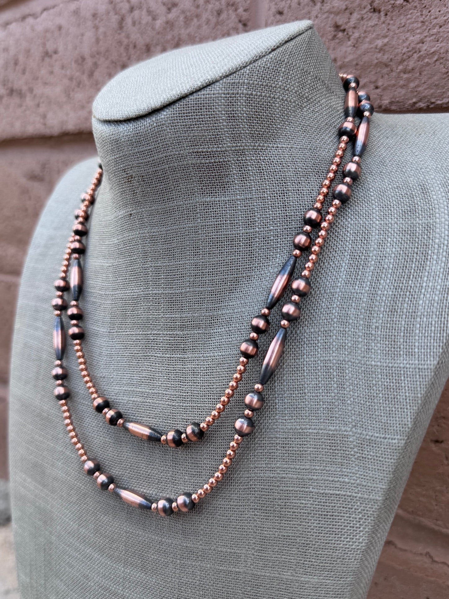 Handcrafted Copper Seed Bead Collection 3-6mm Beaded Necklace