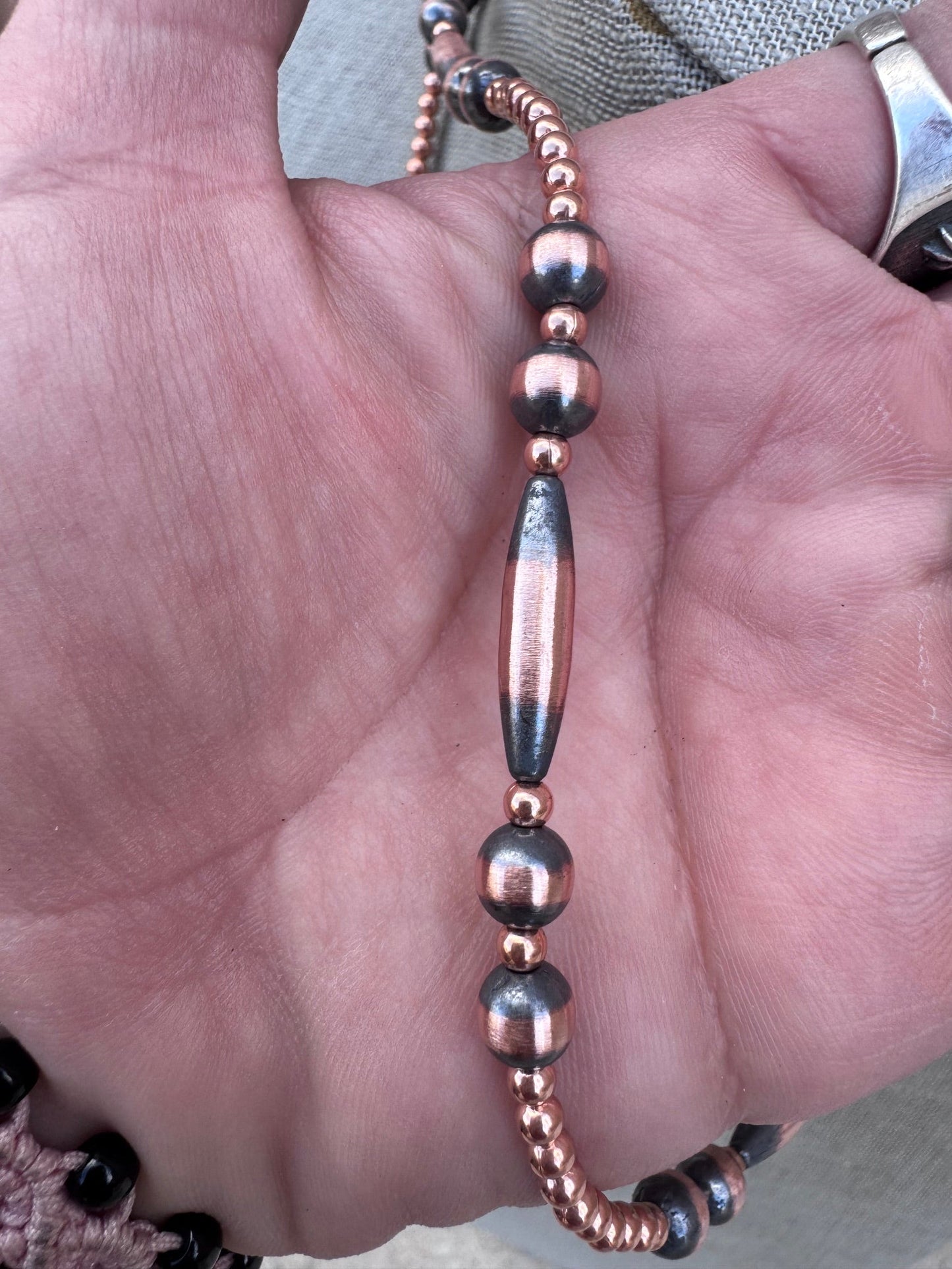 Handcrafted Copper Seed Bead Collection 3-6mm Beaded Necklace