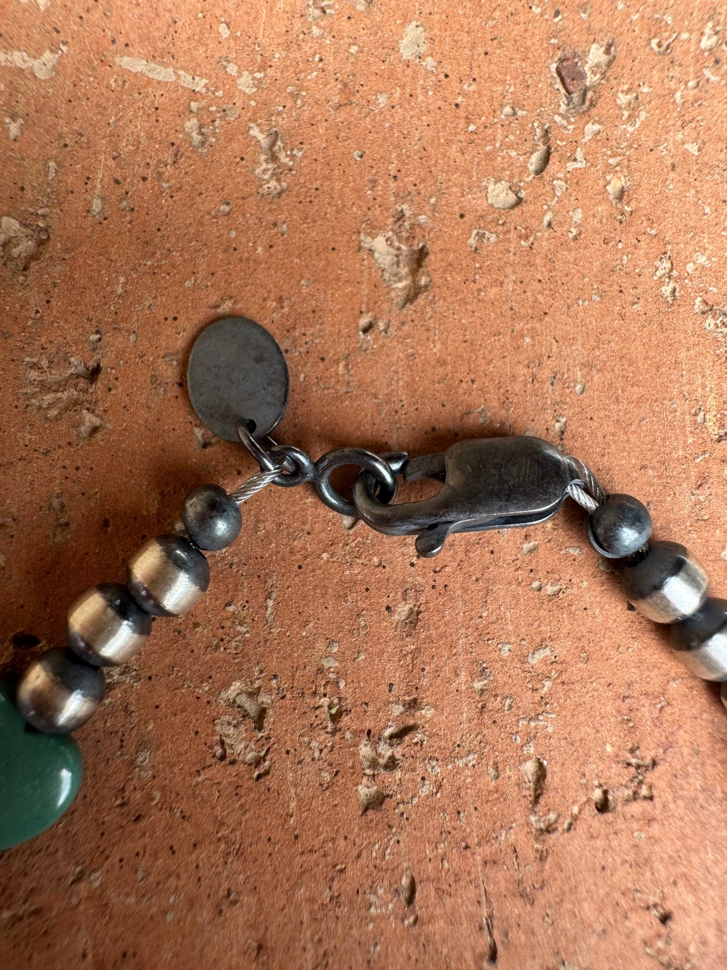 Handcrafted Sterling Silver Pearl & Turquoise 4mm Beaded Heart Bracelet 7"