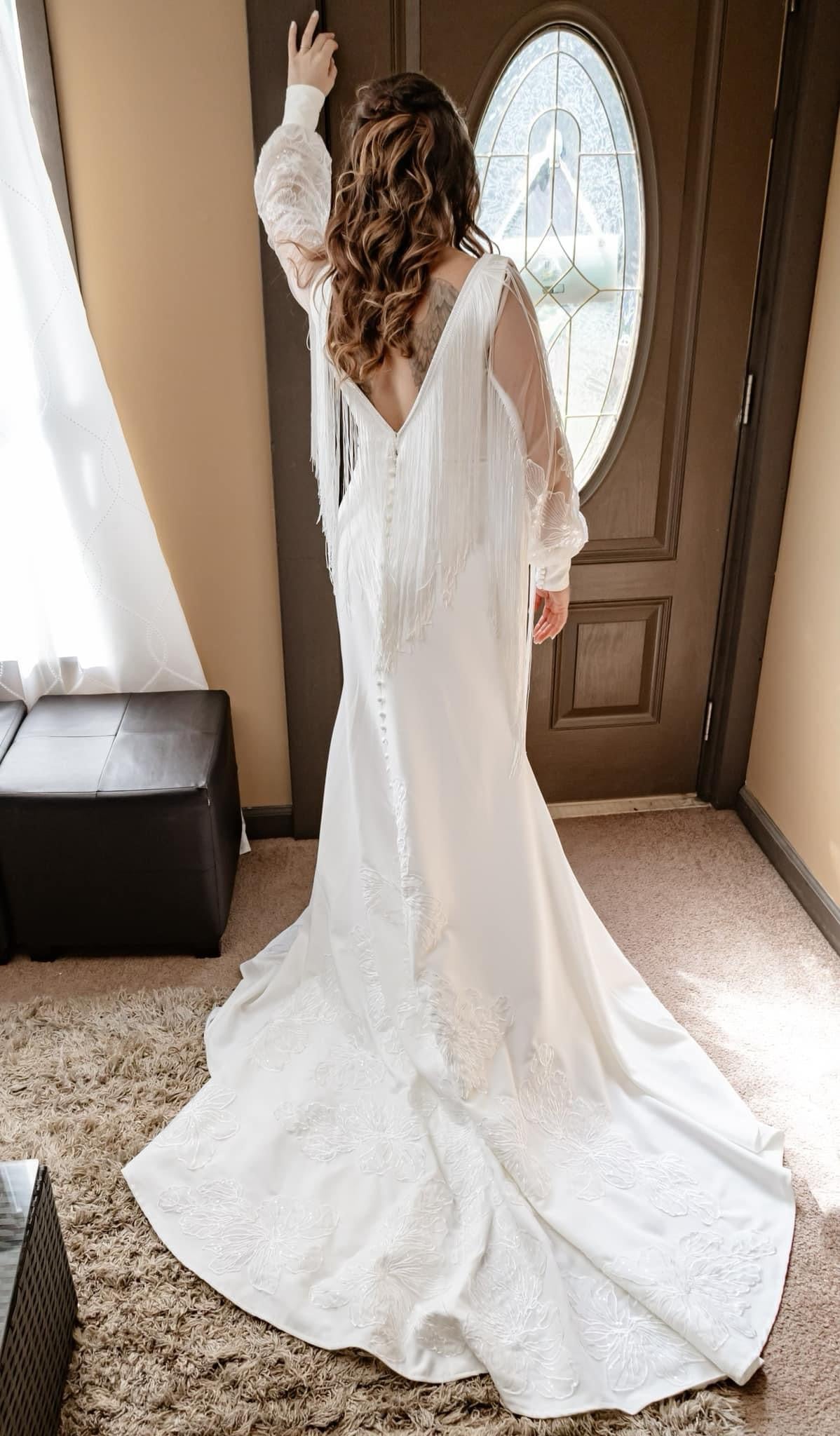 mini wedding dress with overskirt Off Shoulder Lace Mini Wedding Dress with Detachable Tulle Overskirt and Long Sleeves