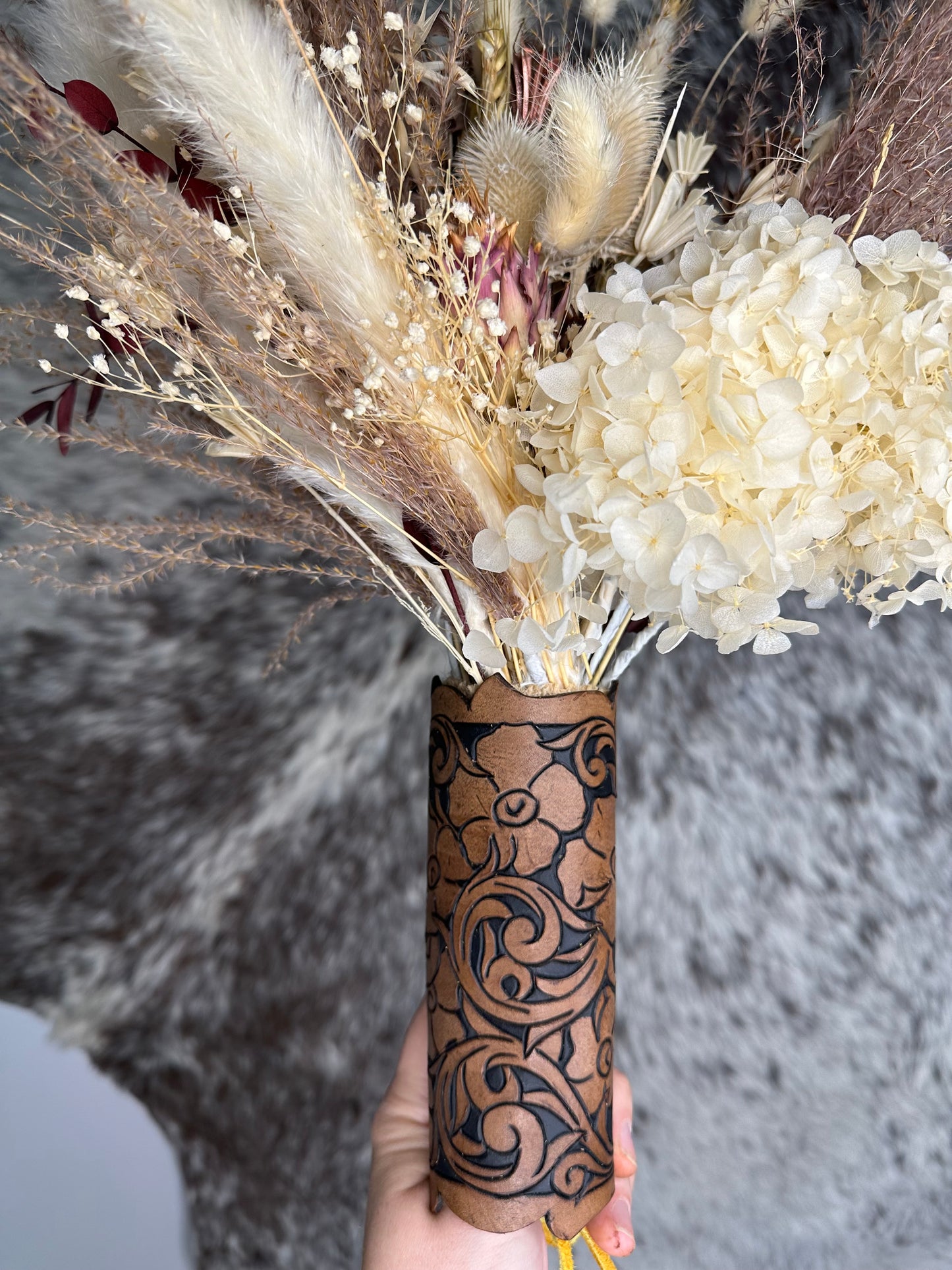 Leather Tooled Bouquet Wrap