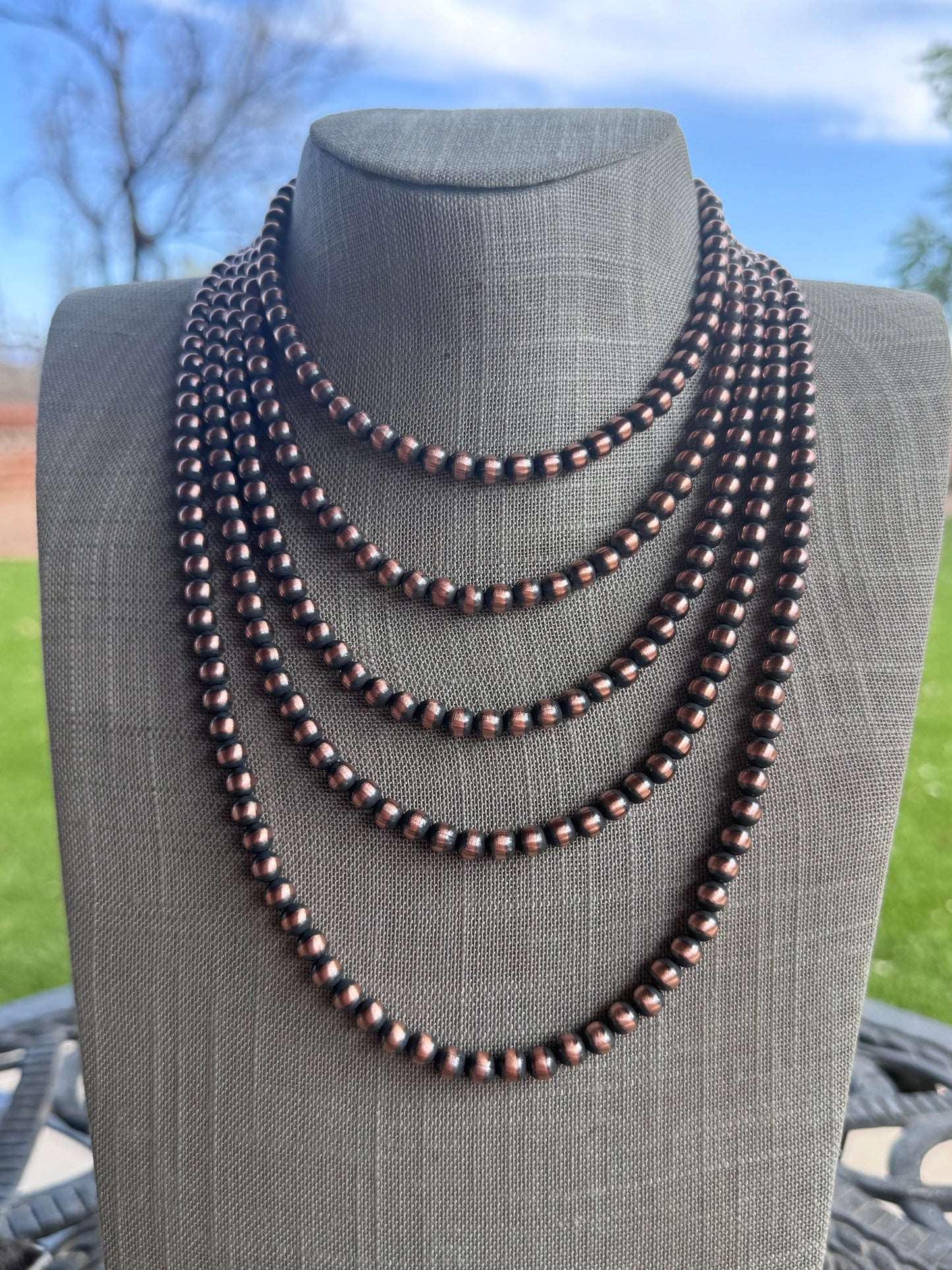Handcrafted Copper 6mm Beaded Necklace