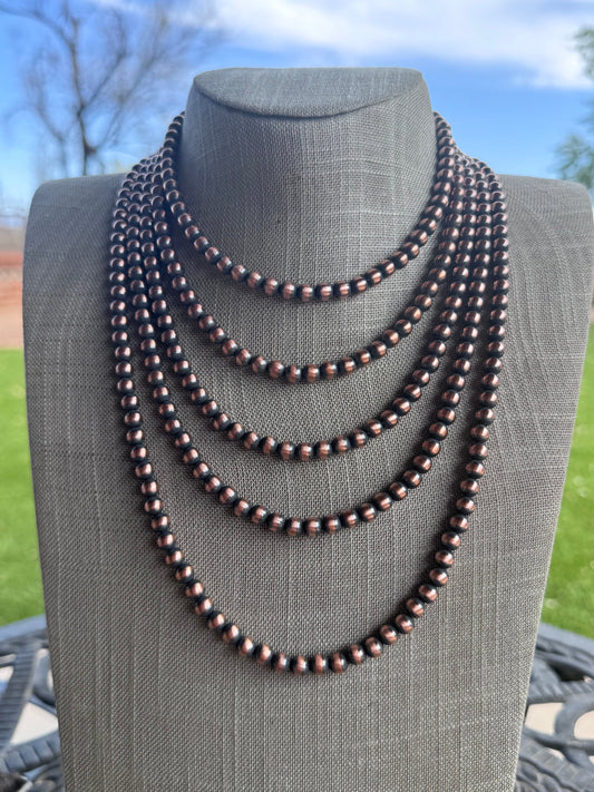Handcrafted Copper 6mm Beaded Necklace