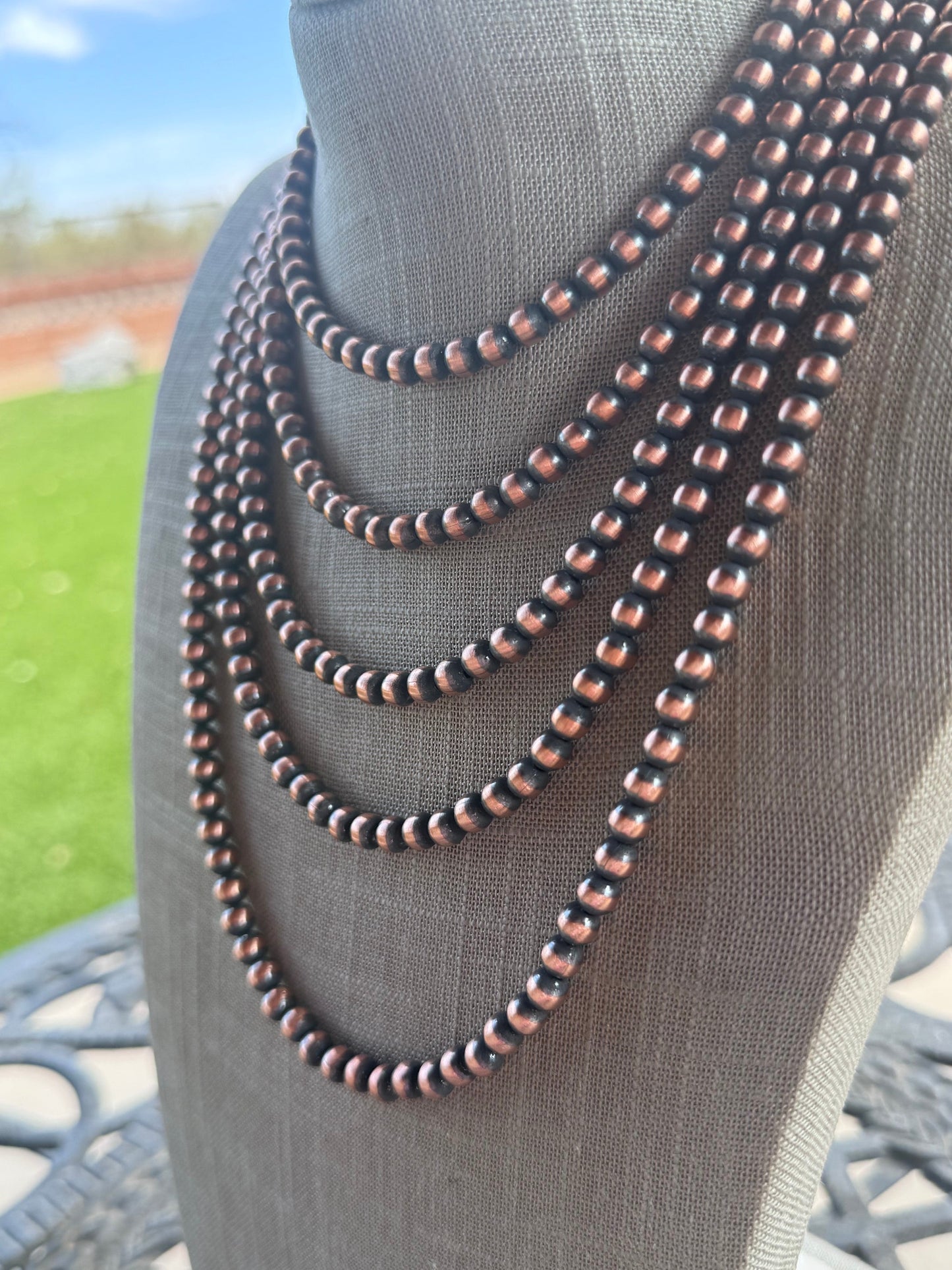 Handcrafted Copper 6mm Beaded Necklace