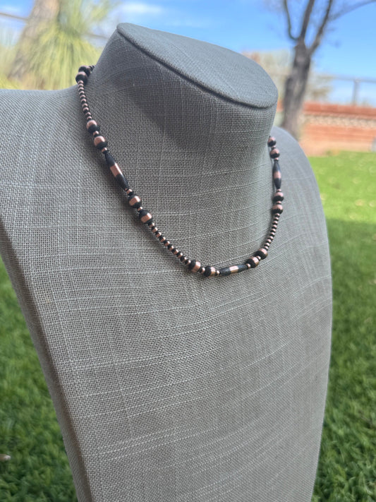 Handcrafted Copper Seed Bead Collection 3-6mm Beaded Necklace 16"