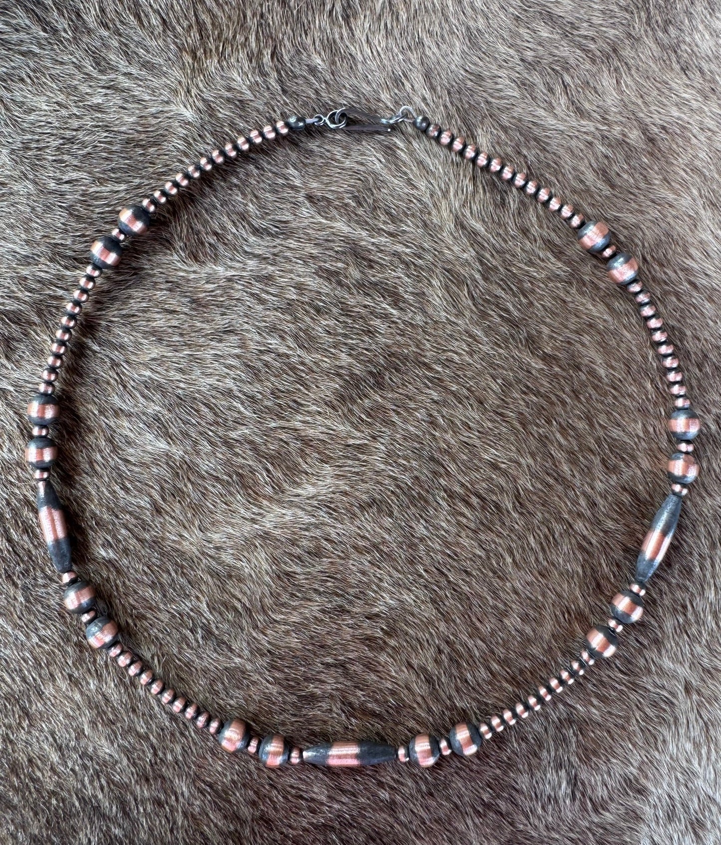 Handcrafted Copper Seed Bead Collection 3-6mm Beaded Necklace 16"