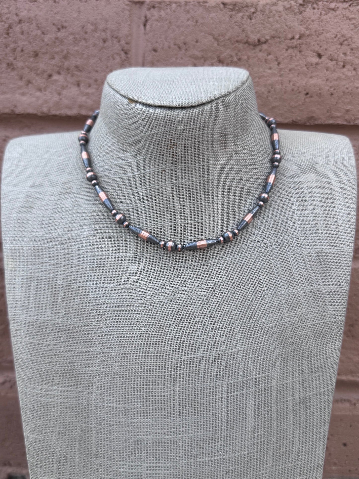 Handcrafted Copper Seed Bead Collection 3-6mm Beaded Necklace 16"