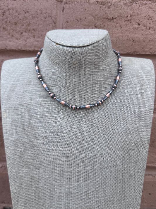 Handcrafted Copper Seed Bead Collection 3-6mm Beaded Necklace 16"