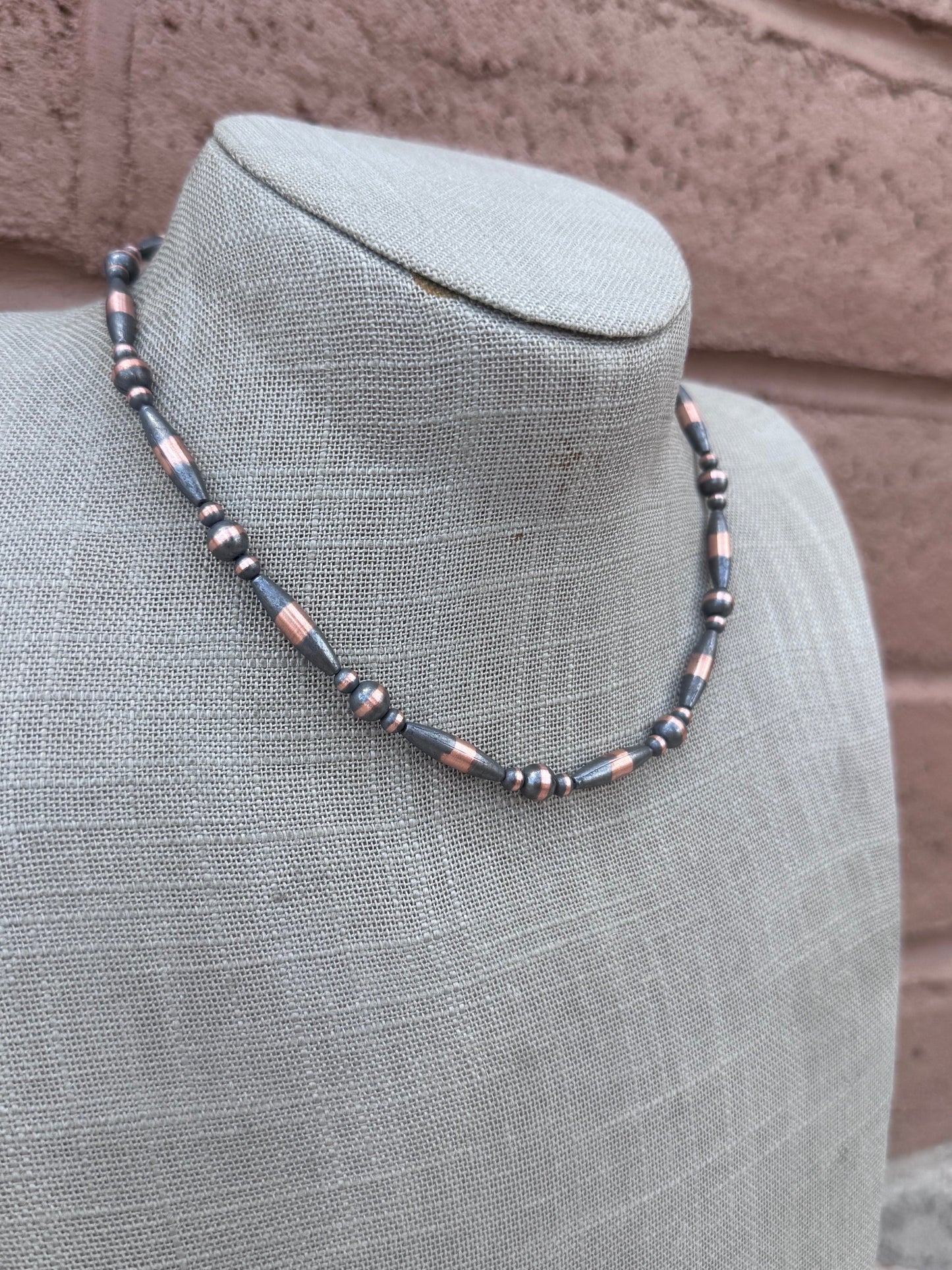 Handcrafted Copper Seed Bead Collection 3-6mm Beaded Necklace 16"