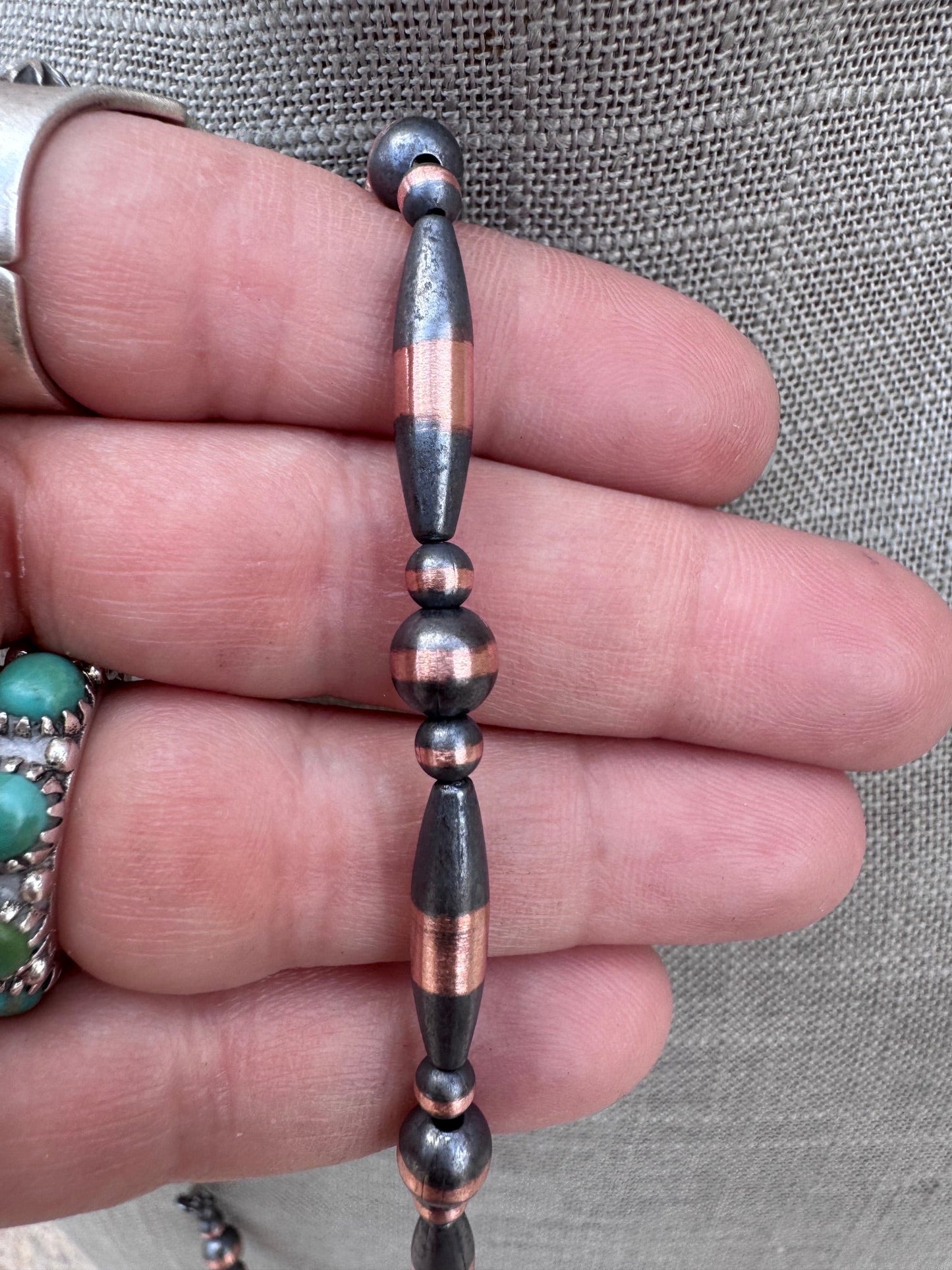 Handcrafted Copper Seed Bead Collection 3-6mm Beaded Necklace 16"