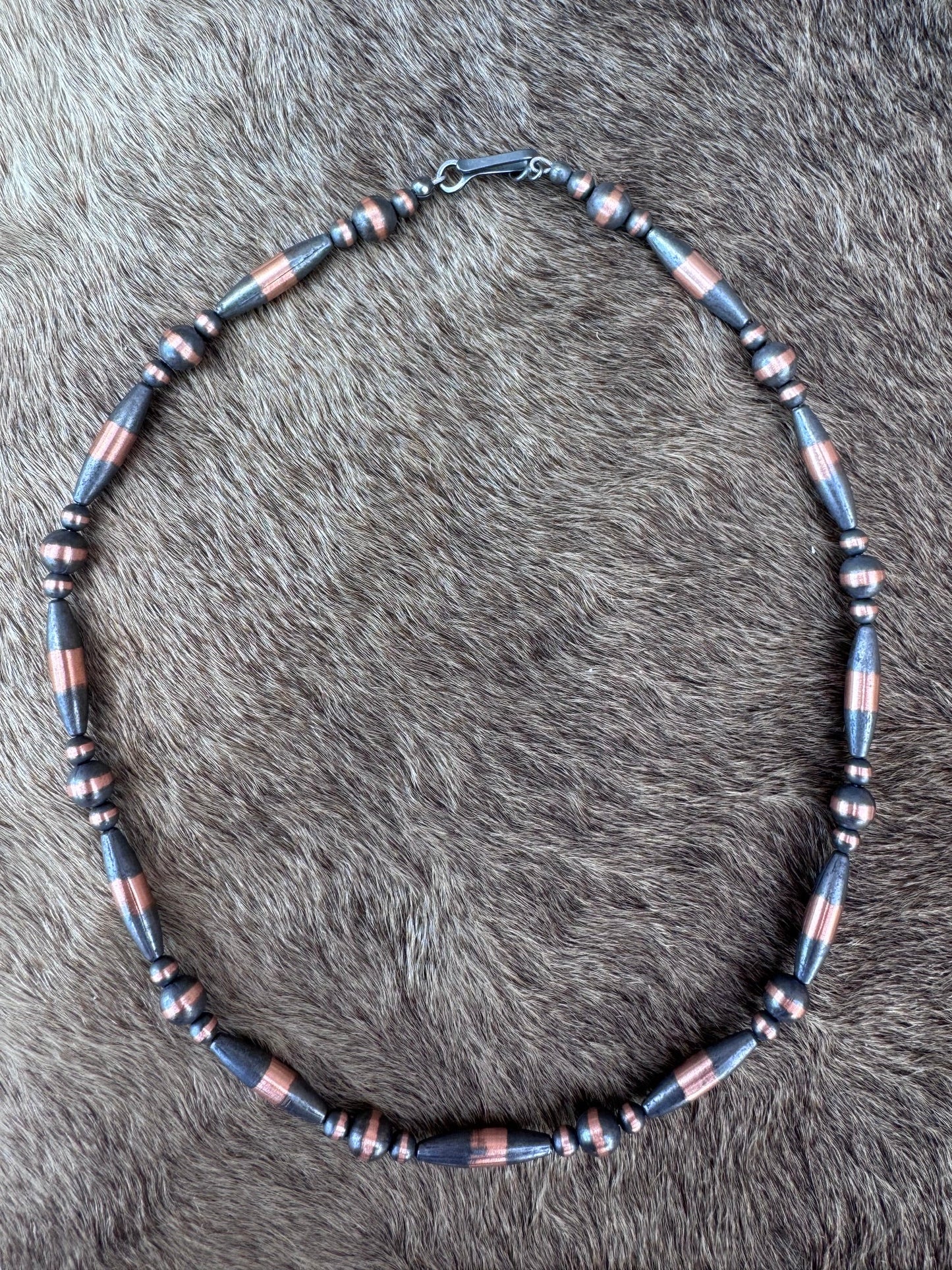 Handcrafted Copper Seed Bead Collection 3-6mm Beaded Necklace 16"
