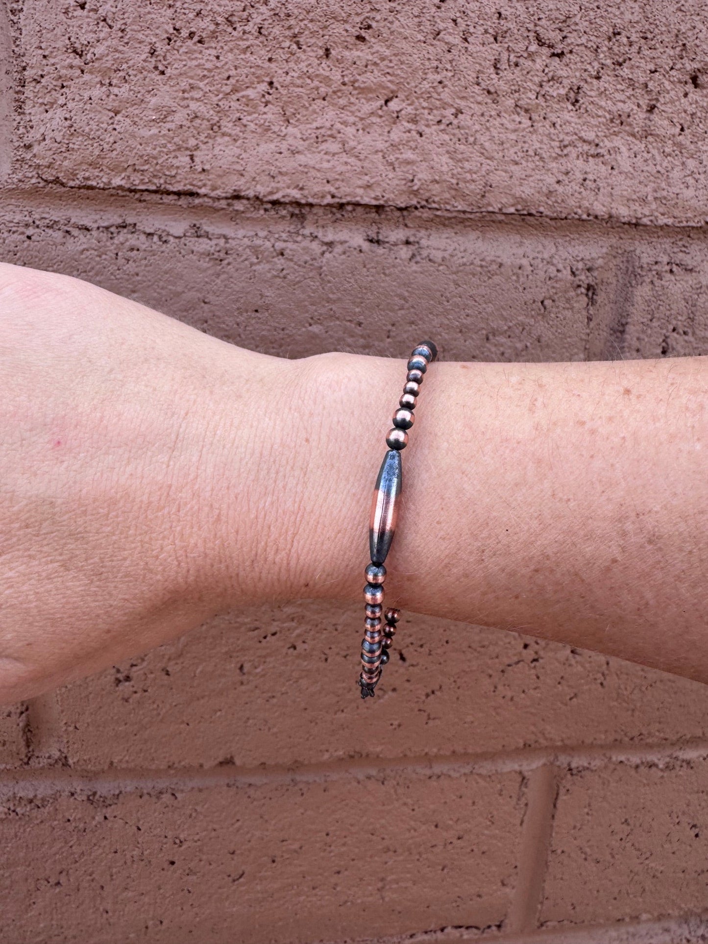 Handcrafted Copper 4mm Beaded Bracelet