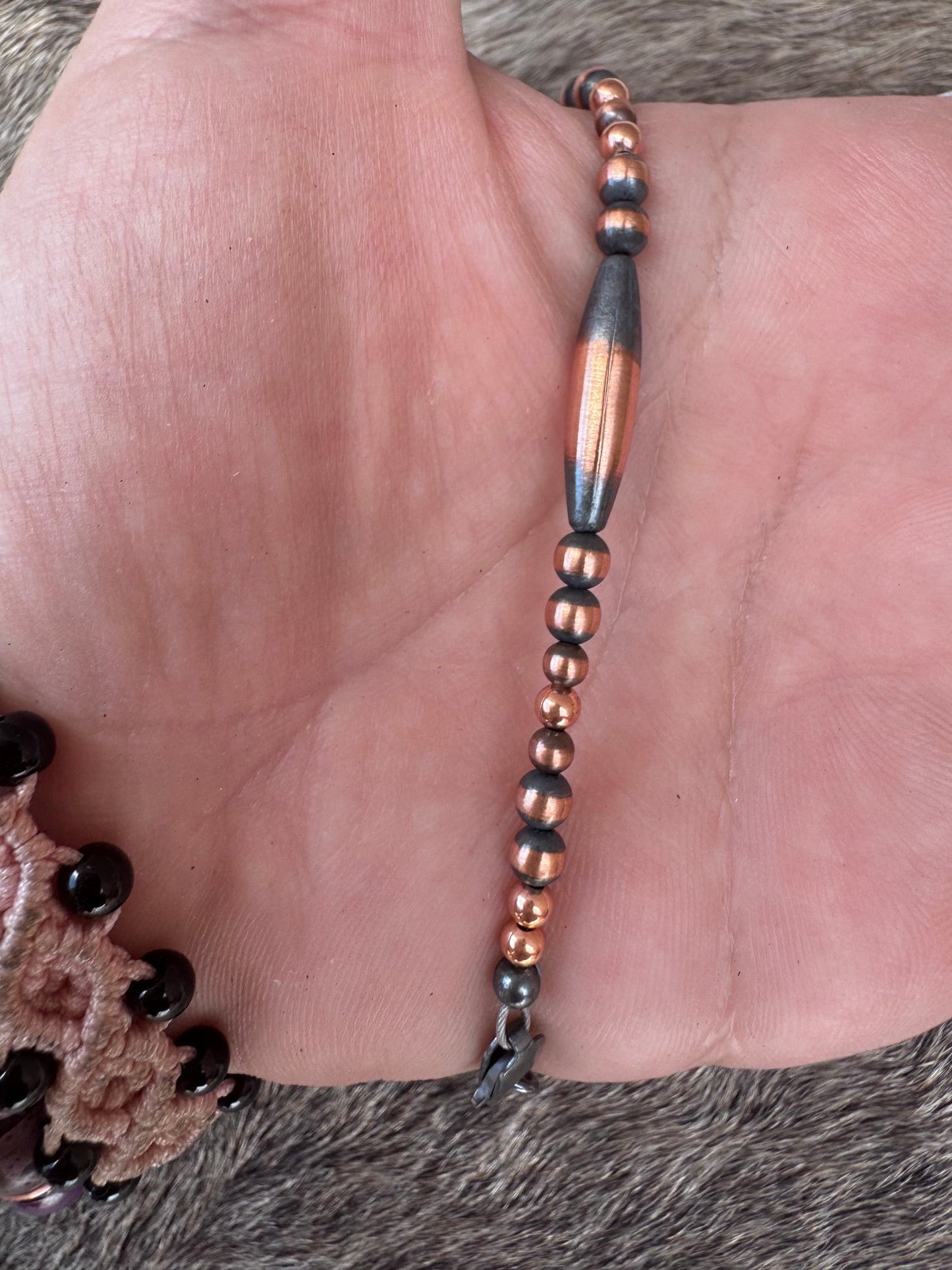 Handcrafted Copper 4mm Beaded Bracelet