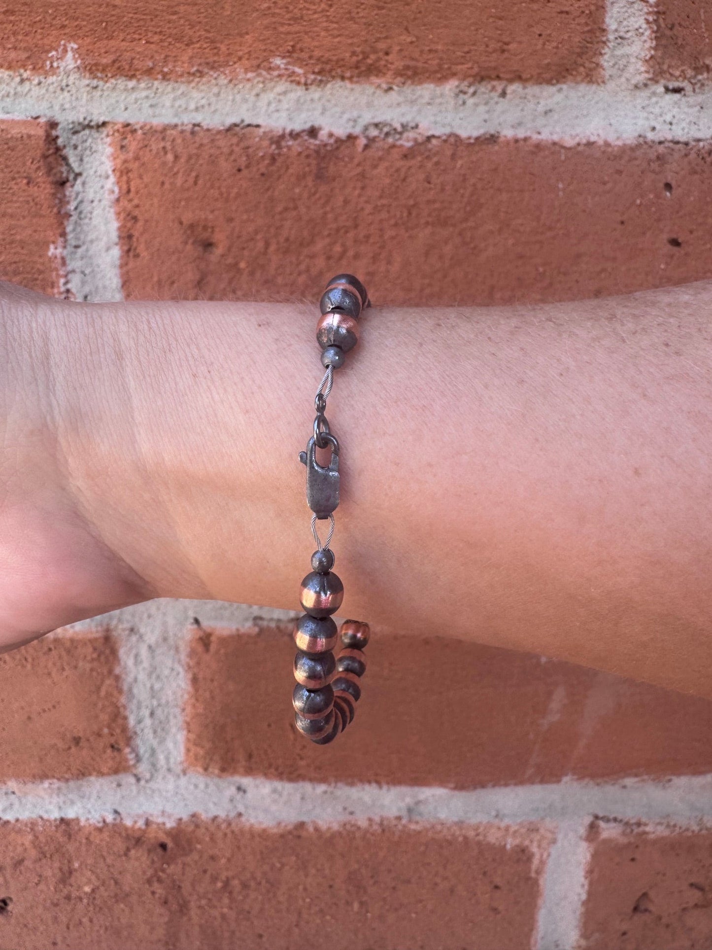 Handcrafted Copper 6mm Beaded Bracelet 7.5"