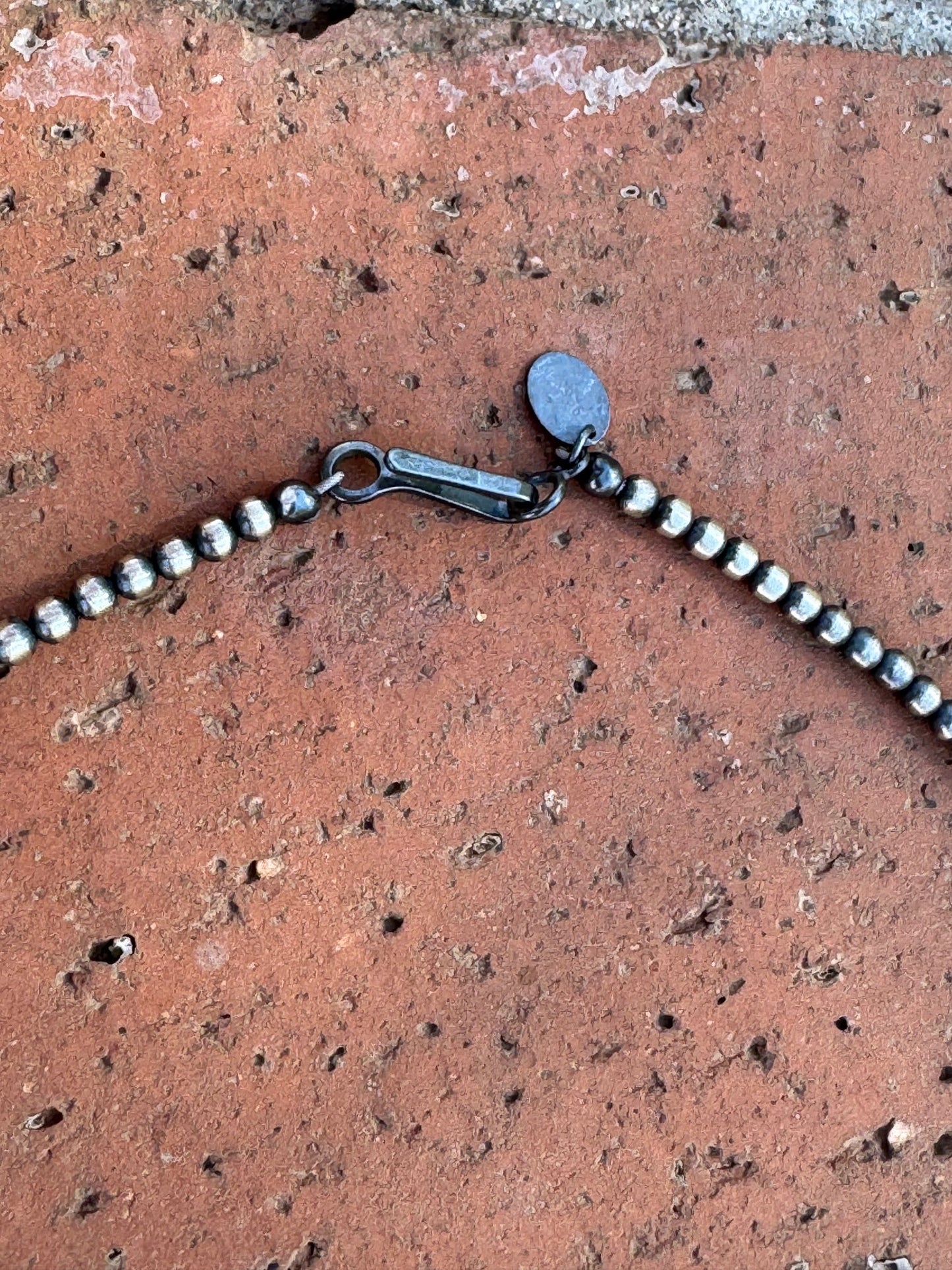 Handcrafted Blue Opal & Sterling Silver Beaded 3-6mm Necklace 18”