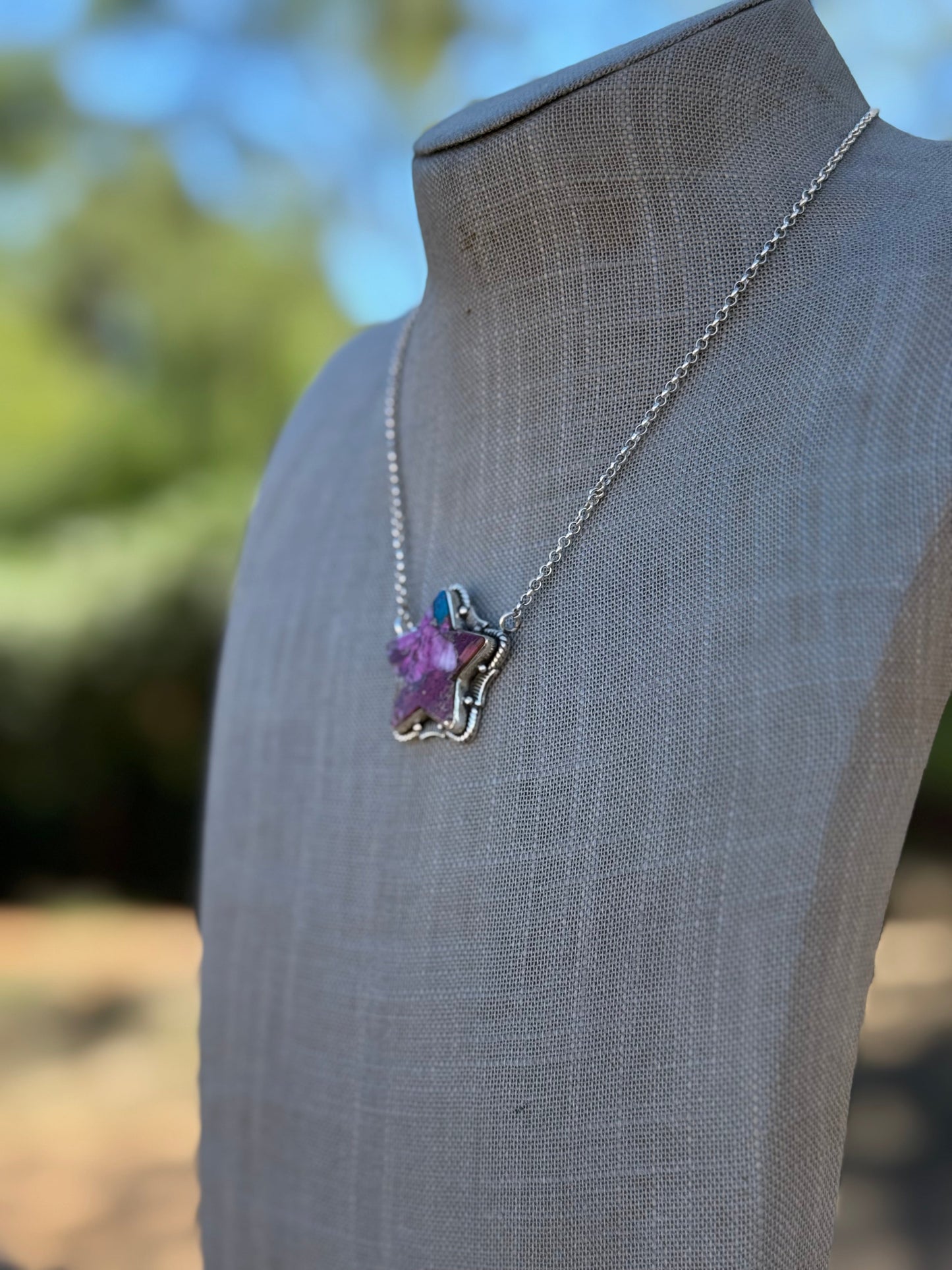 Handmade Sterling Silver Pink Dream Star Necklace Signed Nizhoni