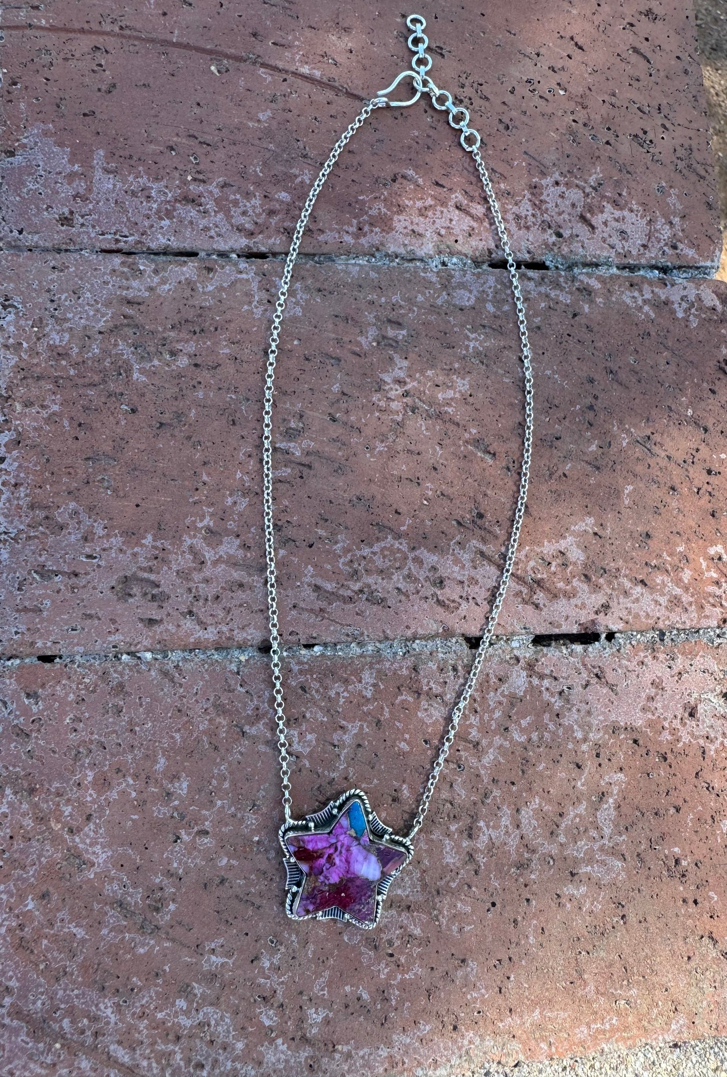 Handmade Sterling Silver Pink Dream Star Necklace Signed Nizhoni