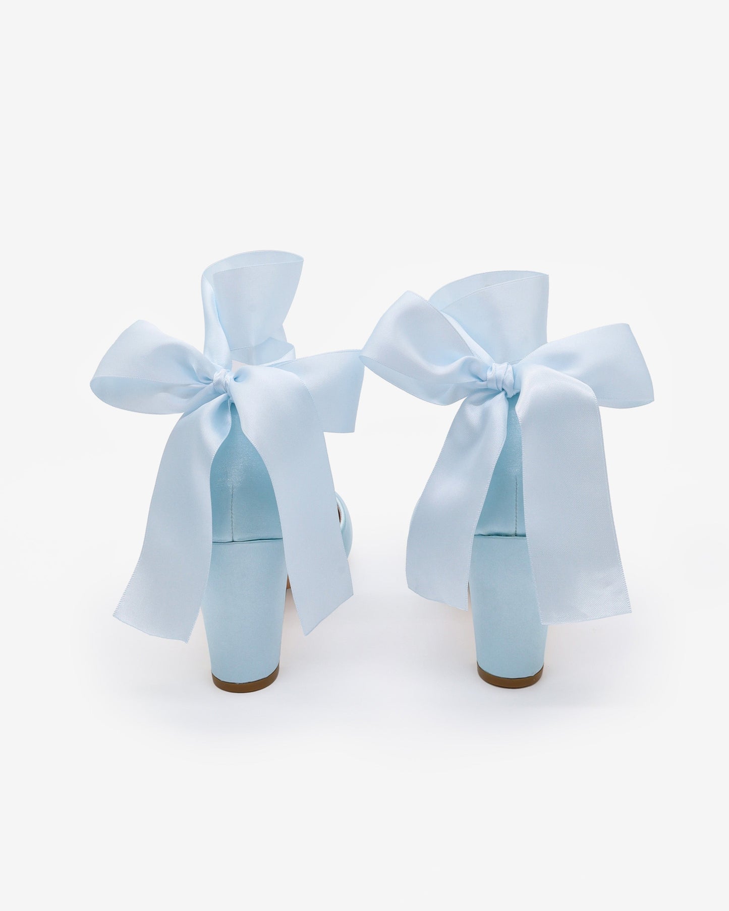 Satin Wedding Block Heel with Wrapped Satin Tie